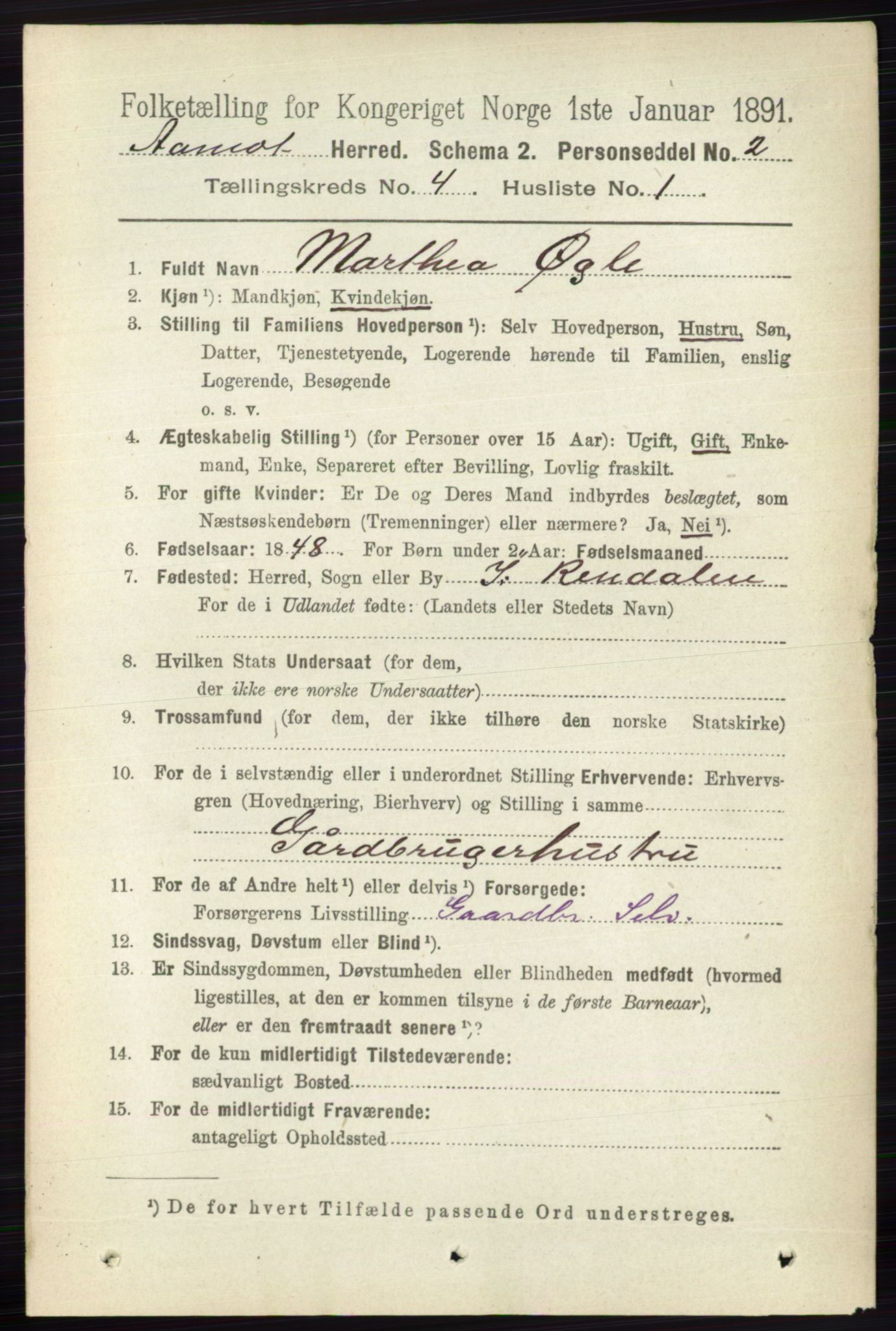 RA, 1891 census for 0429 Åmot, 1891, p. 2123