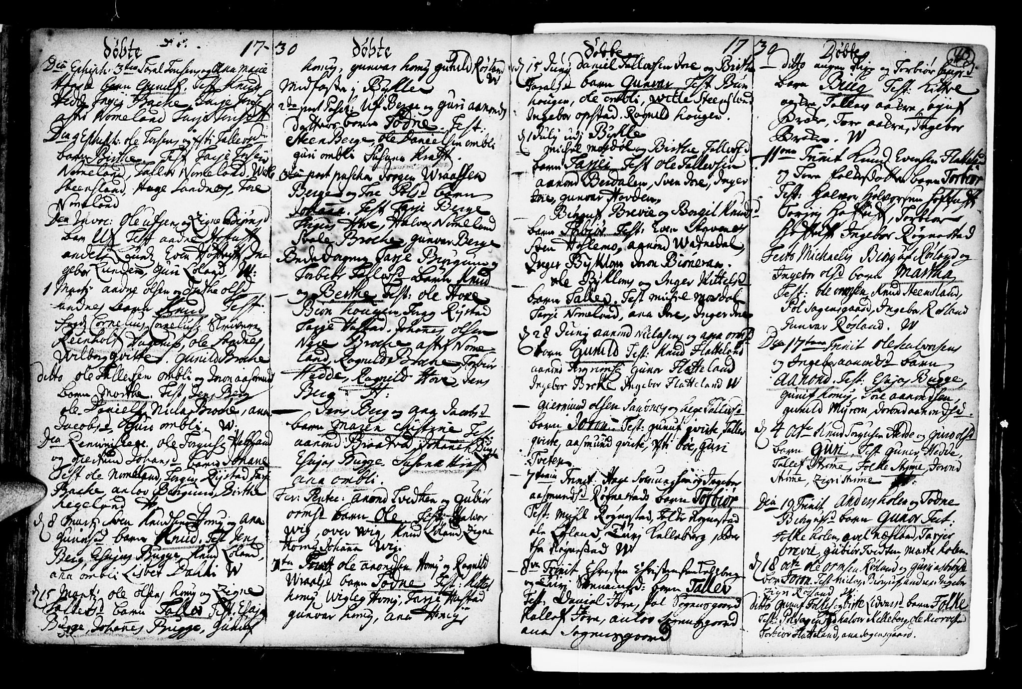 Valle sokneprestkontor, AV/SAK-1111-0044/F/Fa/Fac/L0001: Parish register (official) no. A 1, 1714-1745, p. 40