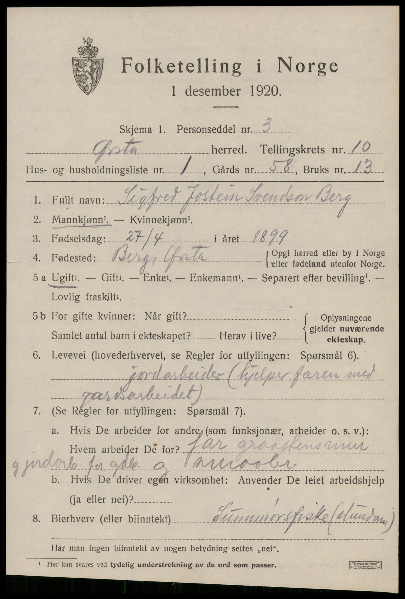 SAT, 1920 census for Ørsta, 1920, p. 6858