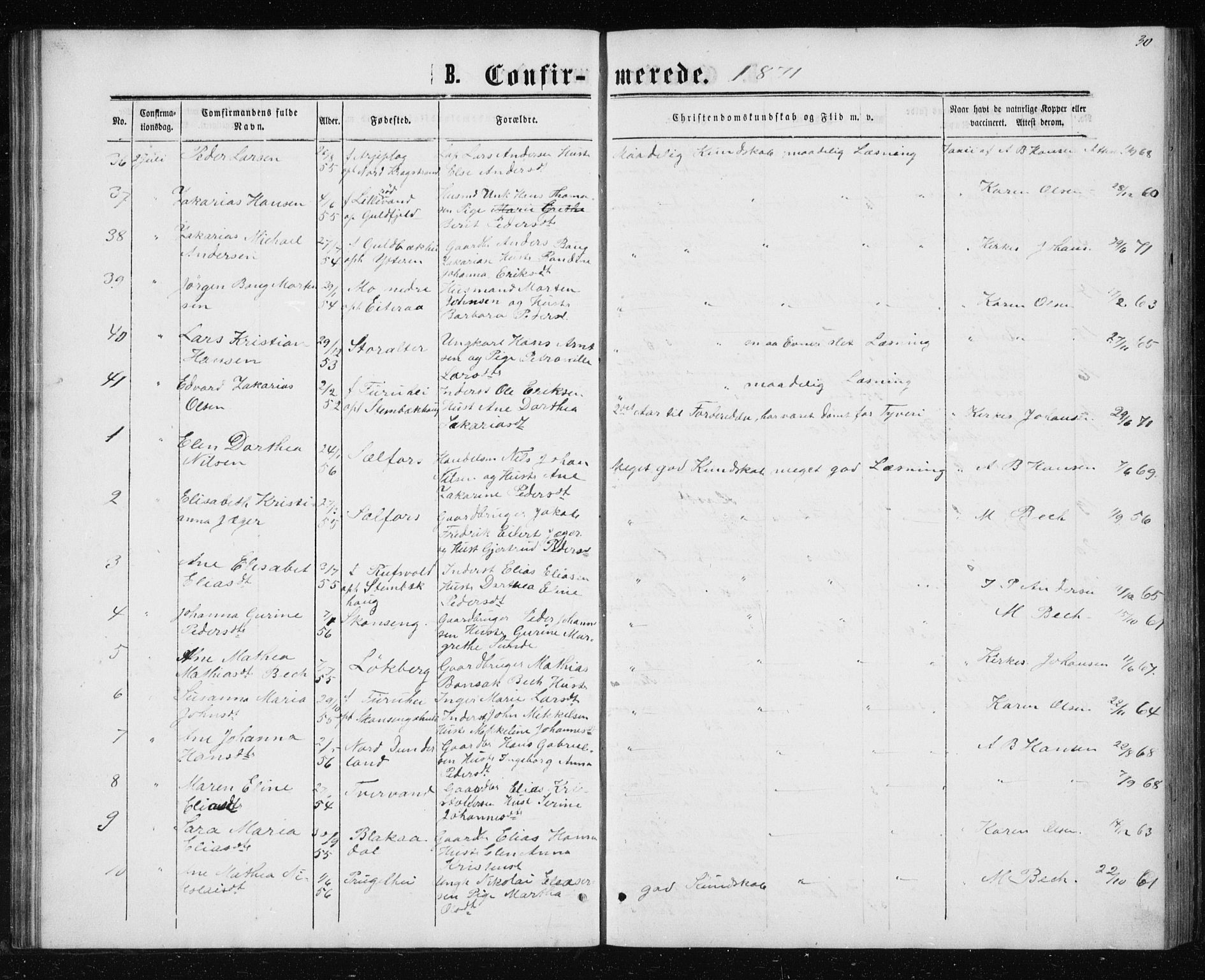 Ministerialprotokoller, klokkerbøker og fødselsregistre - Nordland, AV/SAT-A-1459/827/L0416: Parish register (copy) no. 827C05, 1865-1886, p. 30