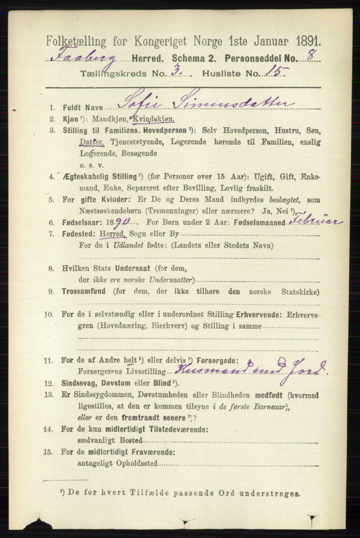 RA, 1891 census for 0524 Fåberg, 1891, p. 945