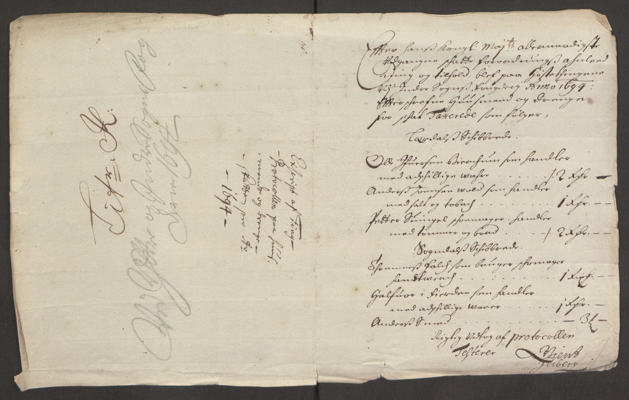Rentekammeret inntil 1814, Reviderte regnskaper, Fogderegnskap, AV/RA-EA-4092/R52/L3307: Fogderegnskap Sogn, 1693-1694, p. 462