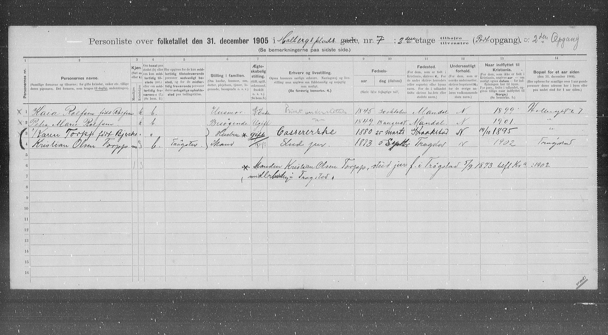 OBA, Municipal Census 1905 for Kristiania, 1905, p. 21109