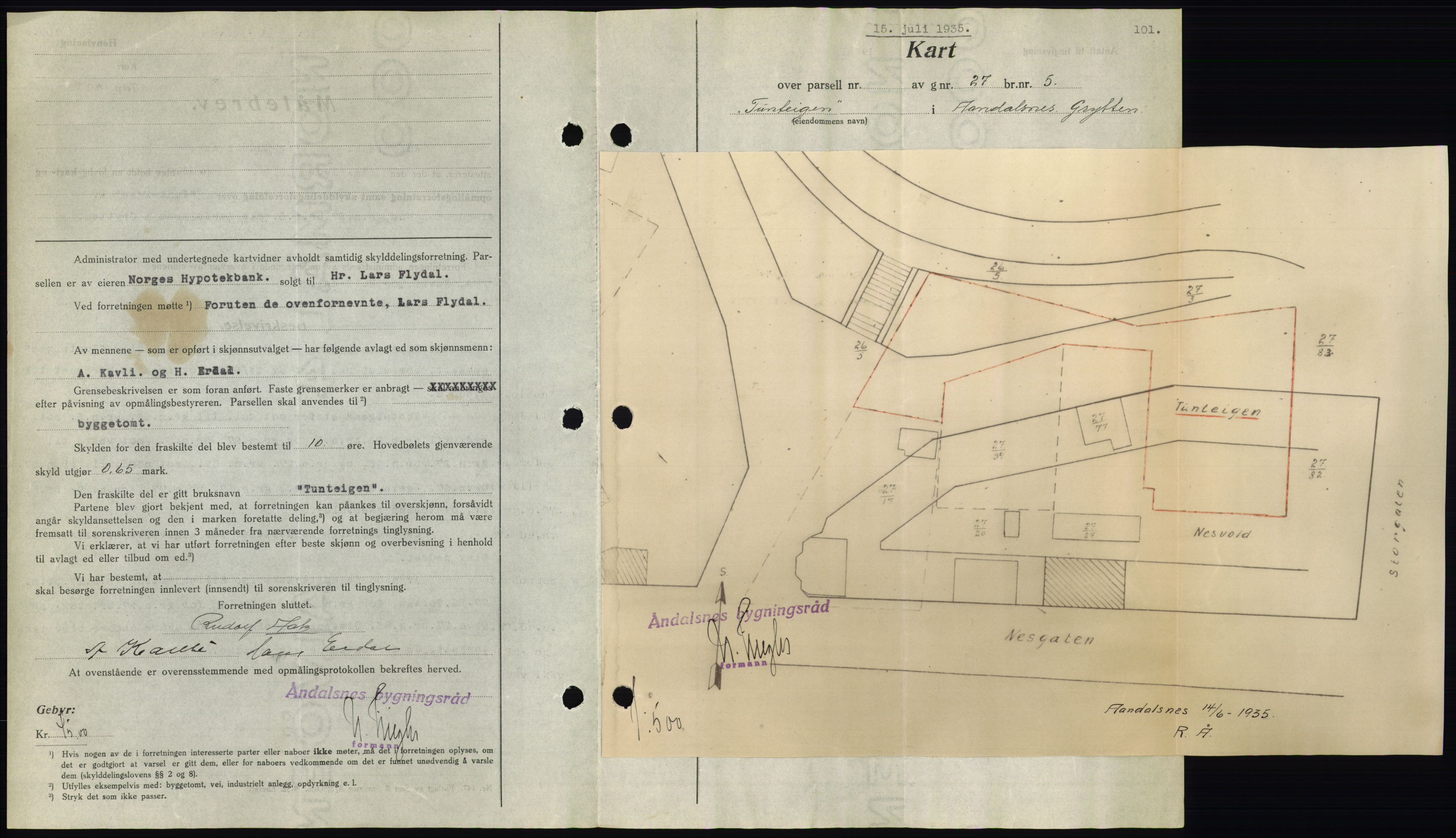 Romsdal sorenskriveri, AV/SAT-A-4149/1/2/2C/L0067: Mortgage book no. 61, 1935-1935, Deed date: 15.07.1935