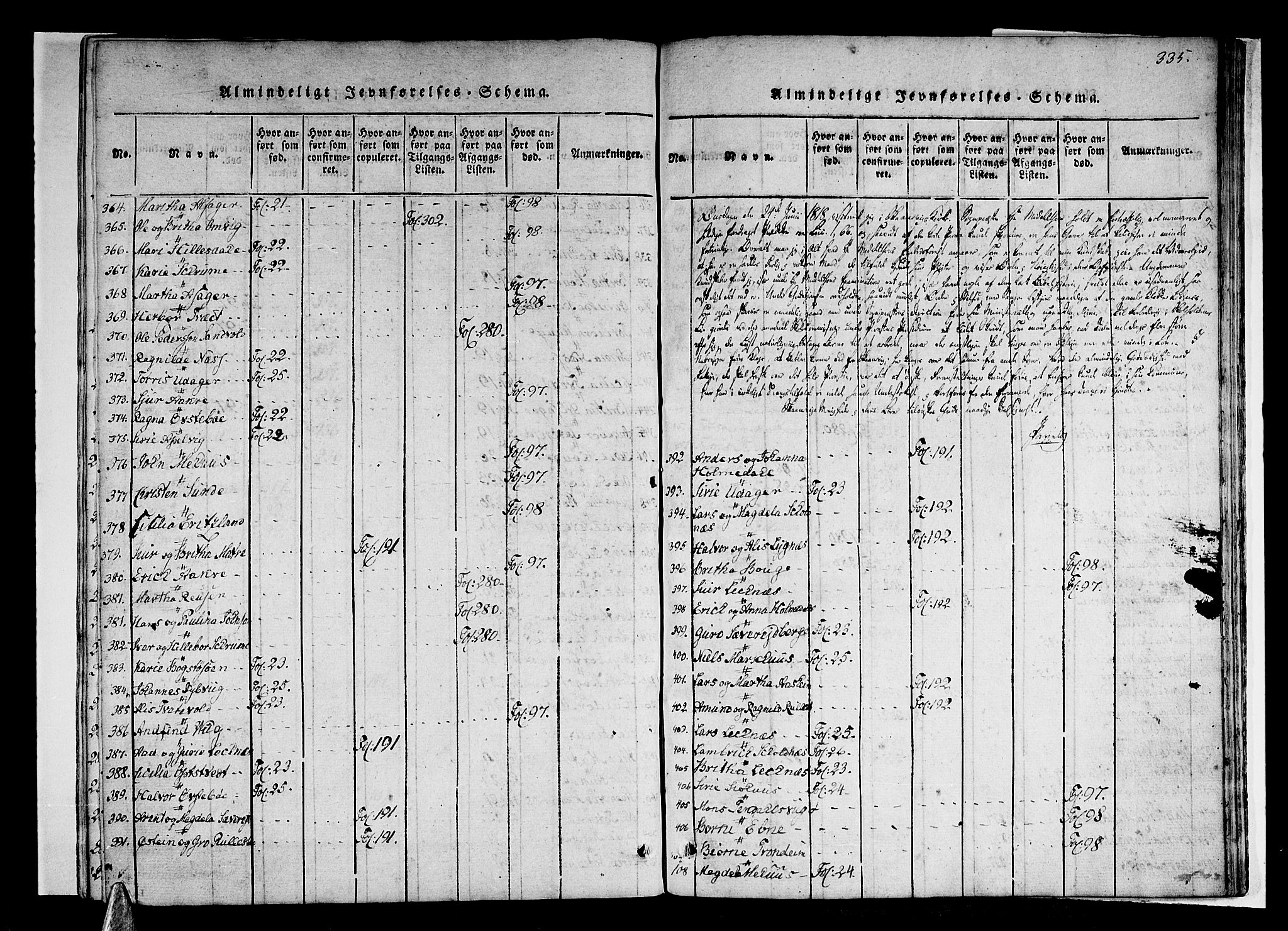 Skånevik sokneprestembete, AV/SAB-A-77801/H/Haa: Parish register (official) no. A 3, 1815-1828, p. 335