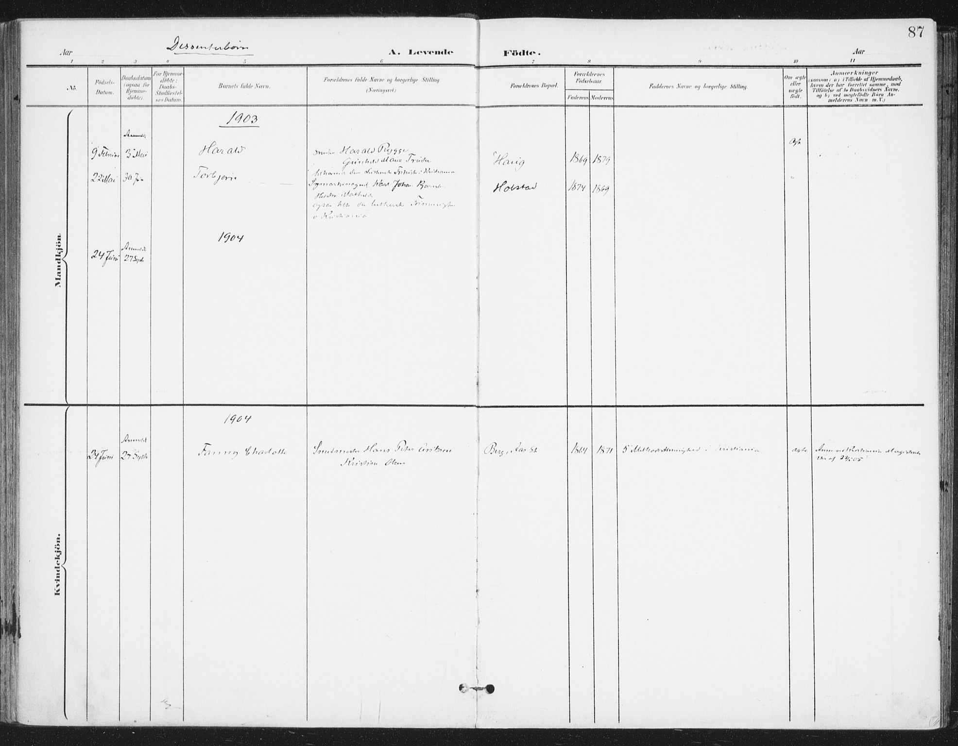 Ås prestekontor Kirkebøker, SAO/A-10894/F/Fa/L0010: Parish register (official) no. I 10, 1900-1918, p. 87