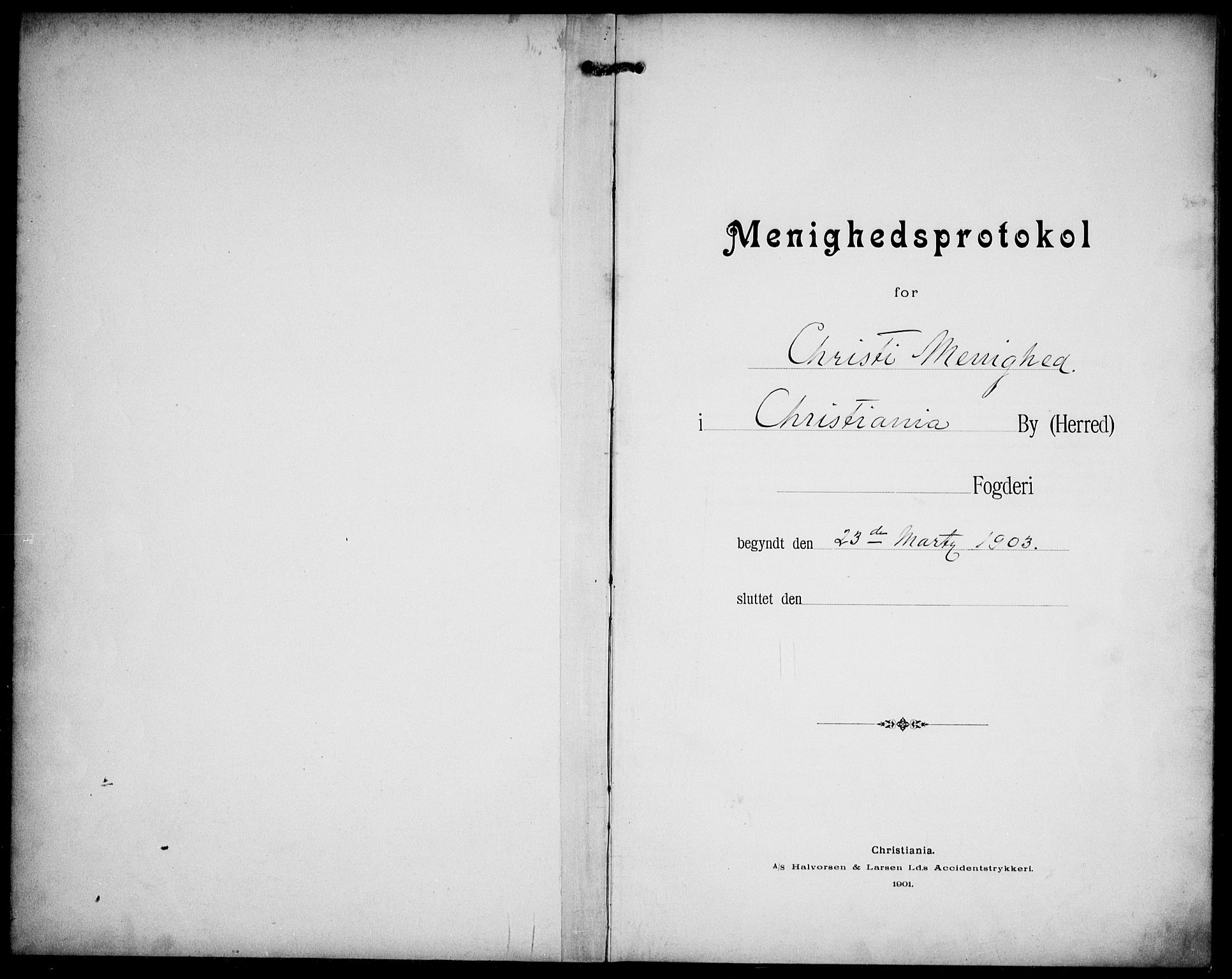 Kristi menighet Oslo , SAO/PAO-0220/A/L0001: Dissenter register no. 1, 1903-1938