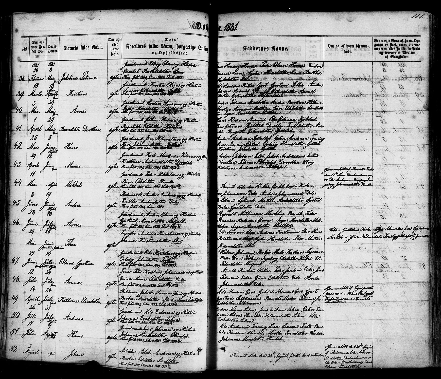 Hyllestad sokneprestembete, SAB/A-80401: Parish register (official) no. A 1, 1861-1886, p. 111