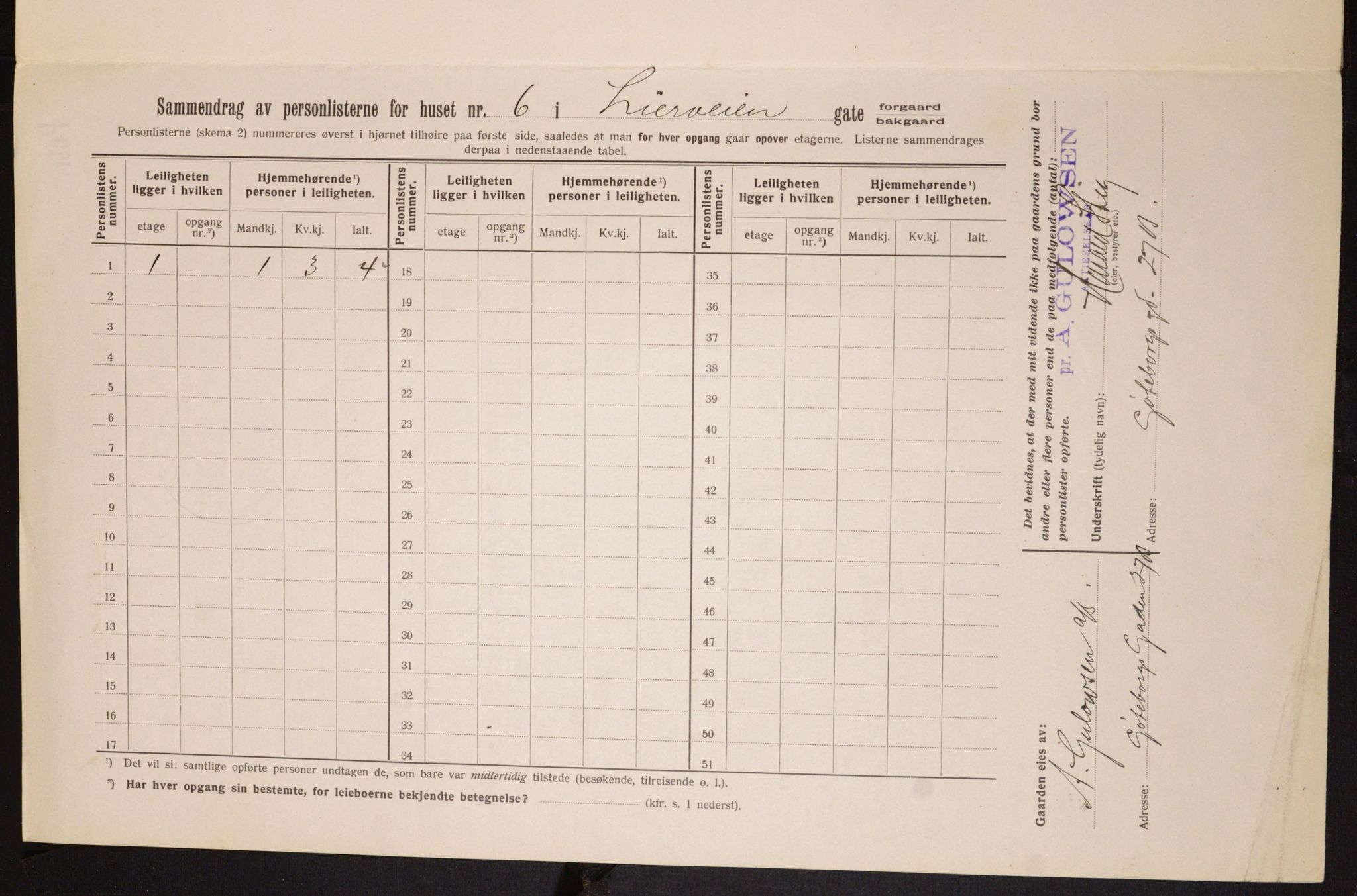 OBA, Municipal Census 1913 for Kristiania, 1913, p. 57274