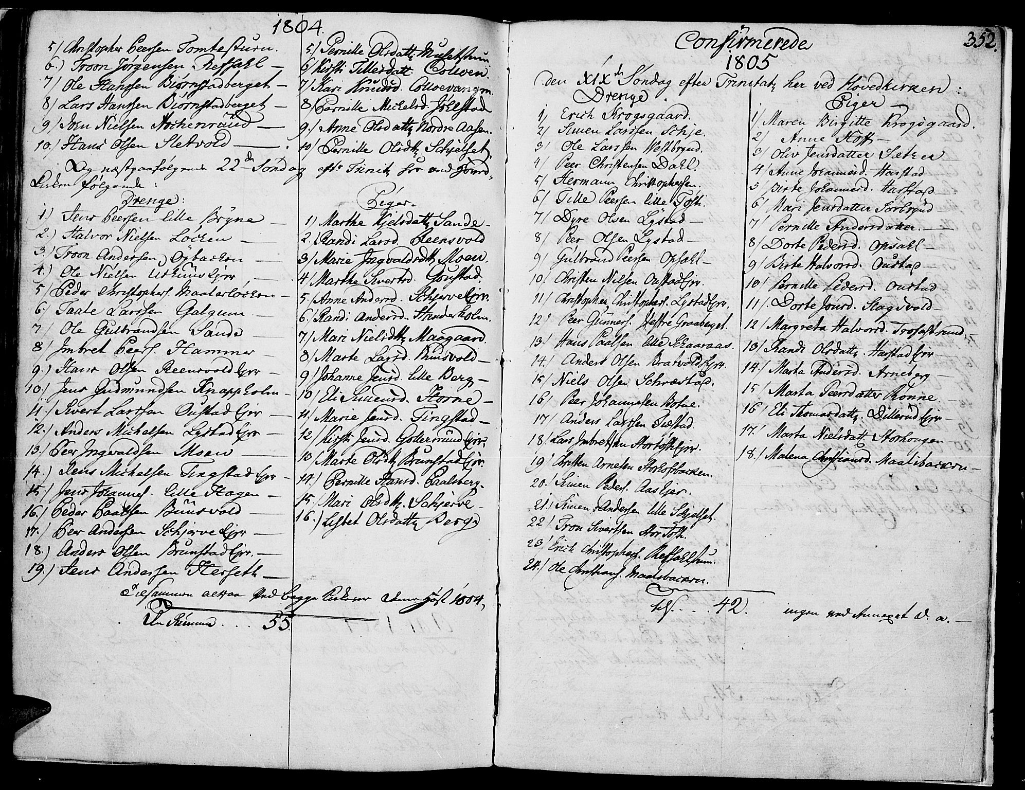 Romedal prestekontor, SAH/PREST-004/K/L0001: Parish register (official) no. 1, 1799-1814, p. 352