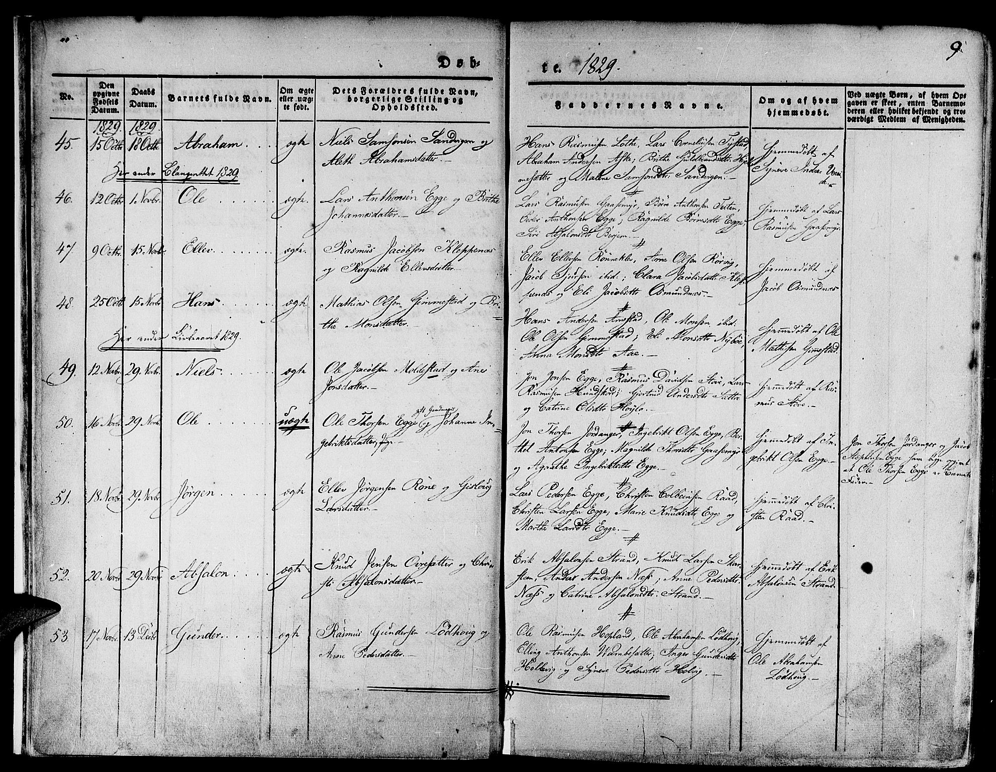 Gloppen sokneprestembete, SAB/A-80101/H/Haa/Haaa/L0007: Parish register (official) no. A 7, 1827-1837, p. 9
