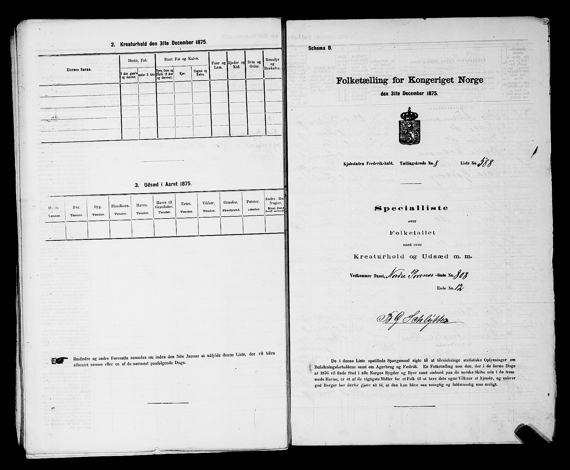 RA, 1875 census for 0101P Fredrikshald, 1875, p. 1427