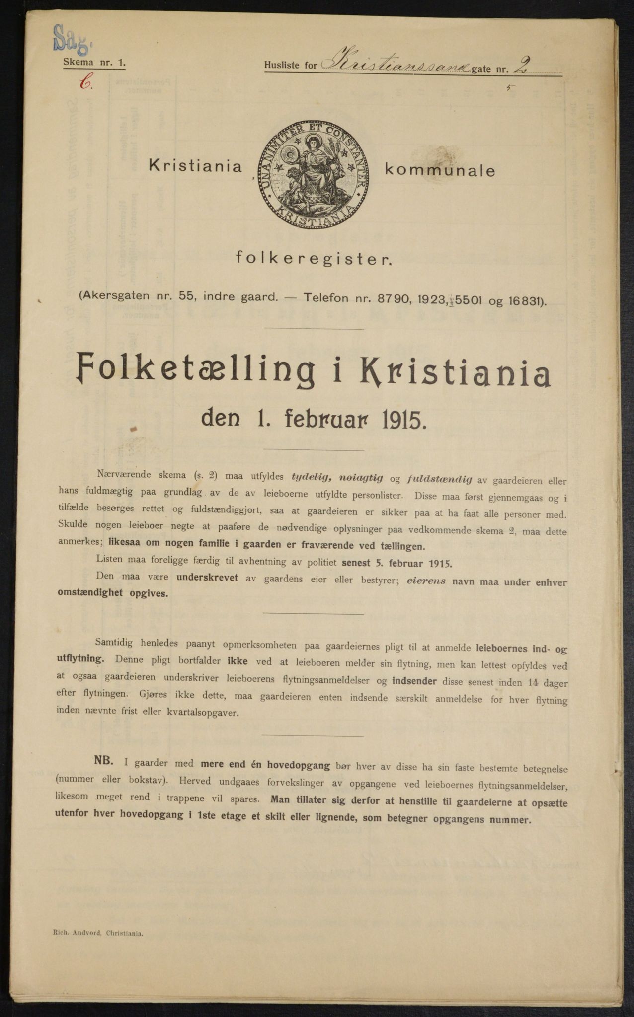 OBA, Municipal Census 1915 for Kristiania, 1915, p. 53742