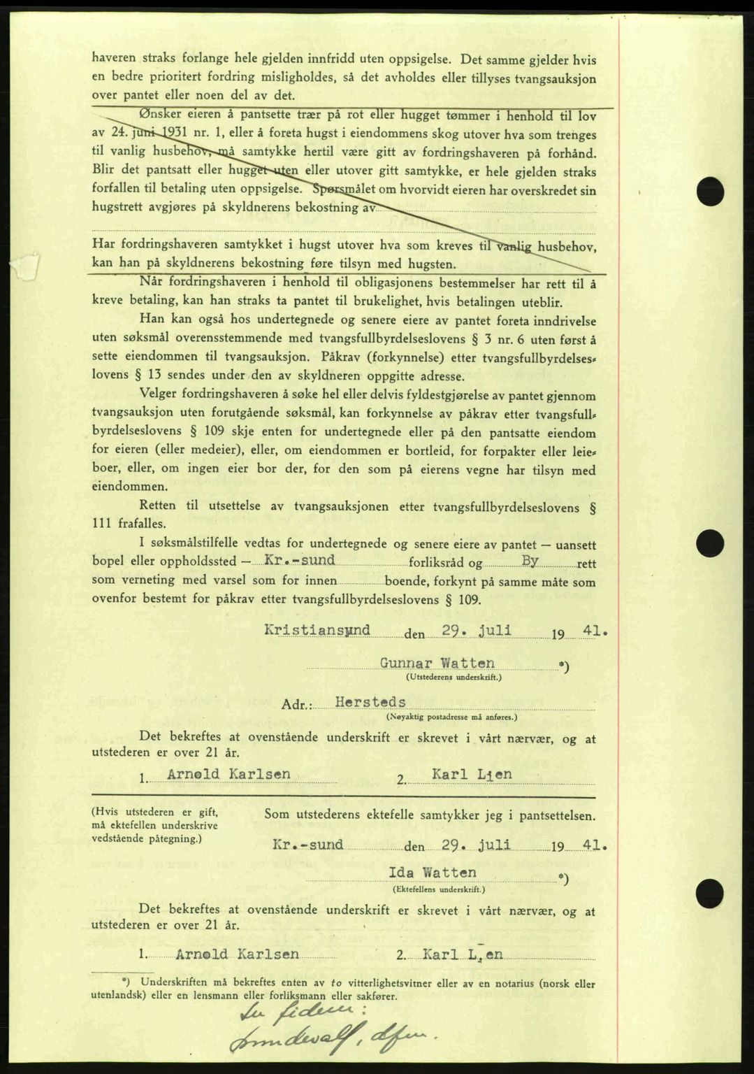 Kristiansund byfogd, AV/SAT-A-4587/A/27: Mortgage book no. 35, 1941-1942