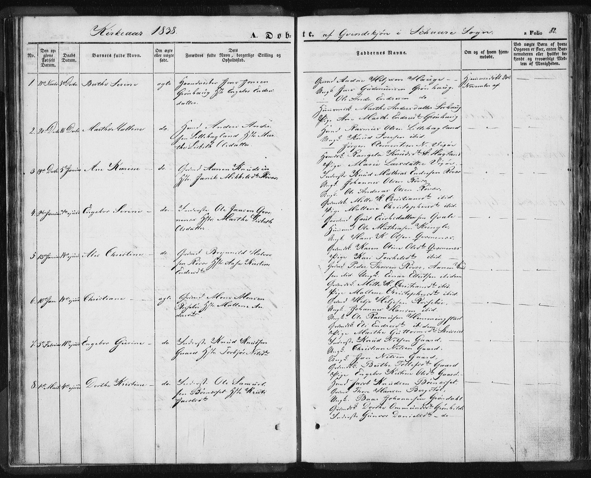 Torvastad sokneprestkontor, SAST/A -101857/H/Ha/Haa/L0006: Parish register (official) no. A 6, 1836-1847, p. 82