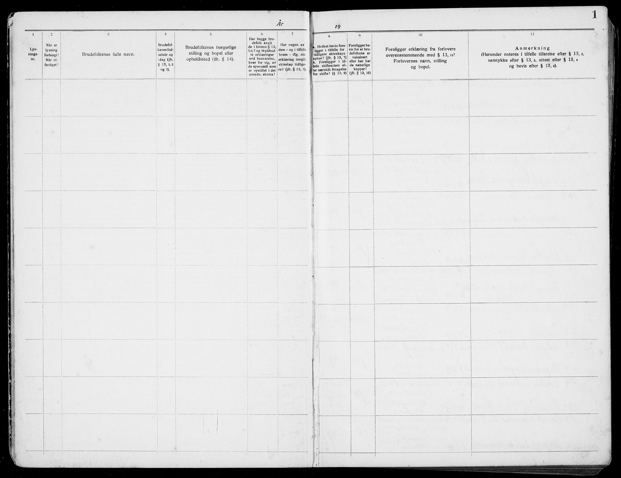 Horten kirkebøker, SAKO/A-348/H/Ha/L0006: Banns register no. 6, 1920-1934, p. 1