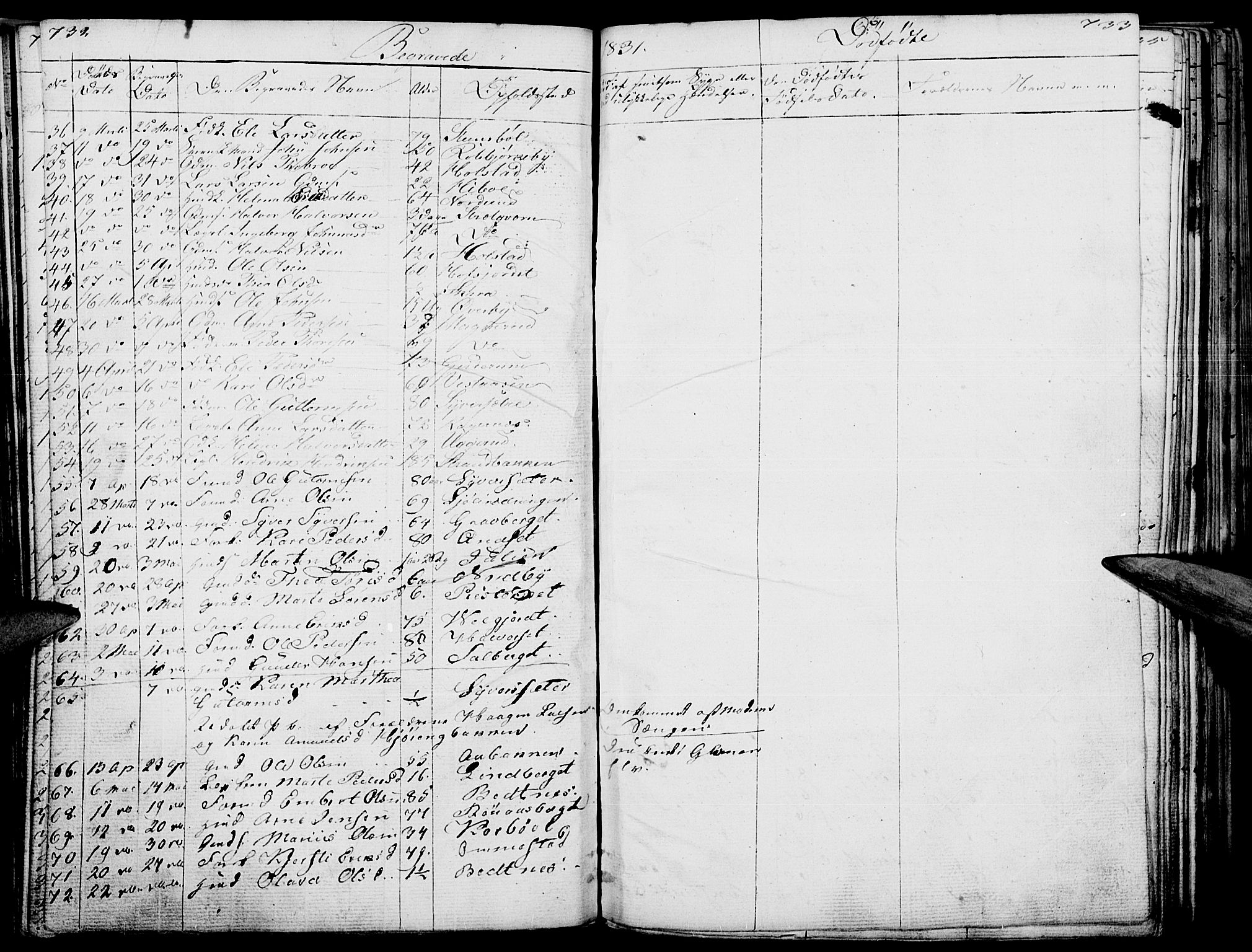 Hof prestekontor, AV/SAH-PREST-038/H/Ha/Haa/L0006: Parish register (official) no. 6, 1822-1841, p. 732-733