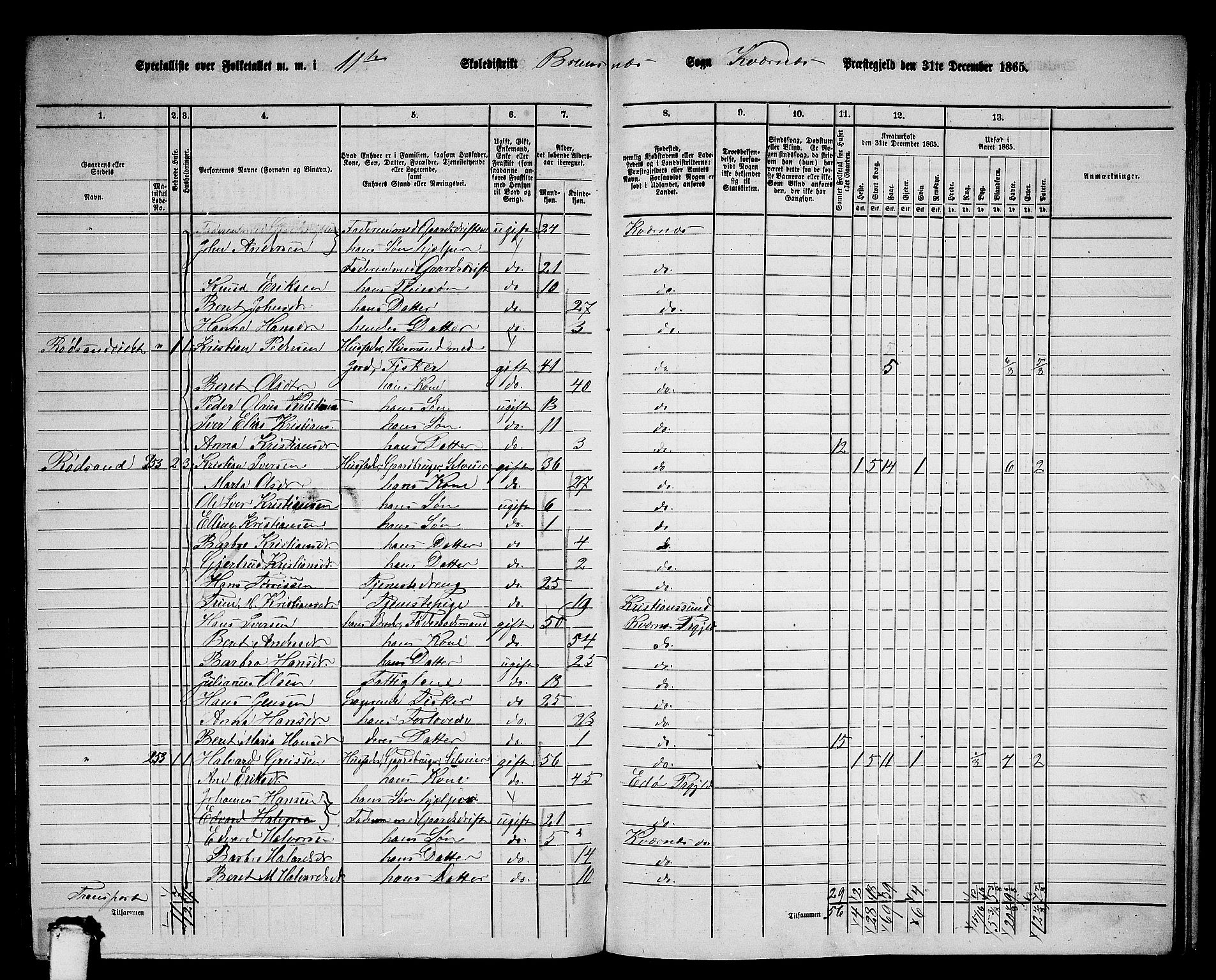 RA, 1865 census for Kvernes, 1865, p. 208