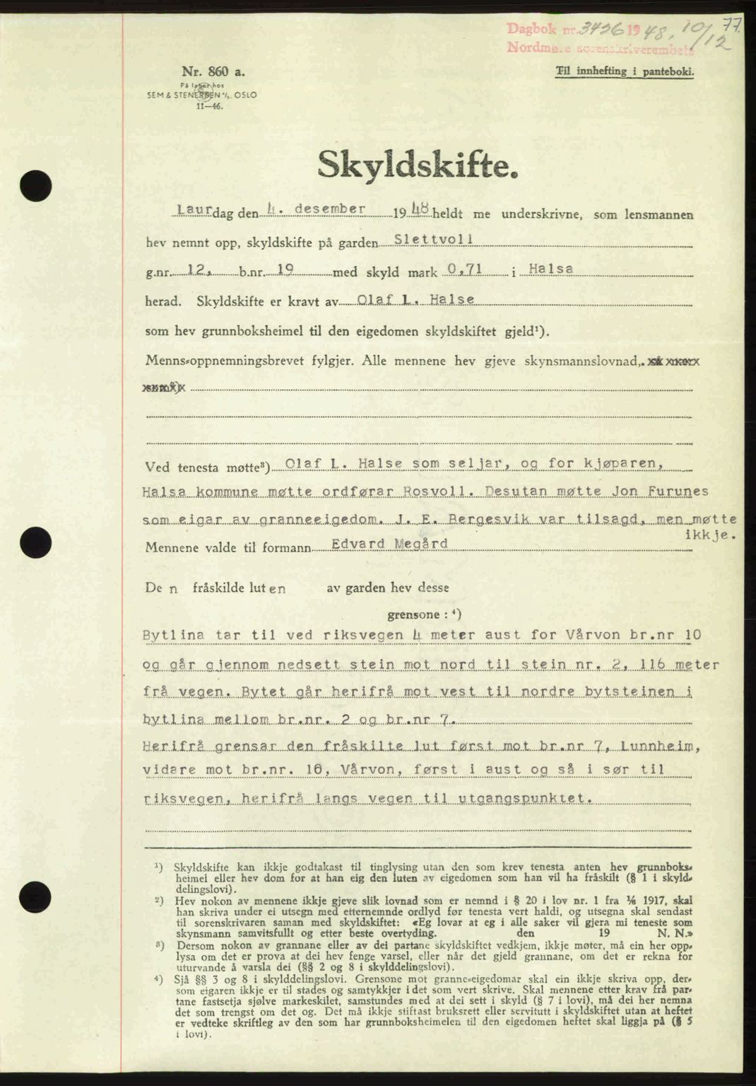 Nordmøre sorenskriveri, AV/SAT-A-4132/1/2/2Ca: Mortgage book no. A110, 1948-1949, Diary no: : 3426/1948