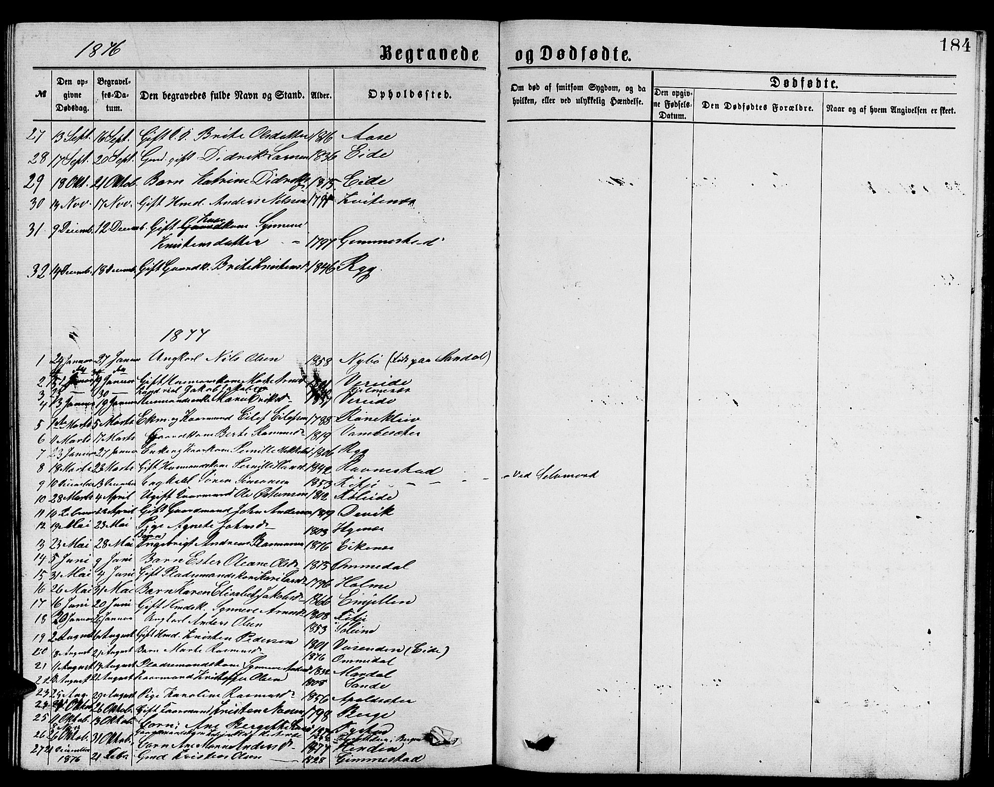 Gloppen sokneprestembete, SAB/A-80101/H/Hab/Habb/L0001: Parish register (copy) no. B 1, 1872-1888, p. 184