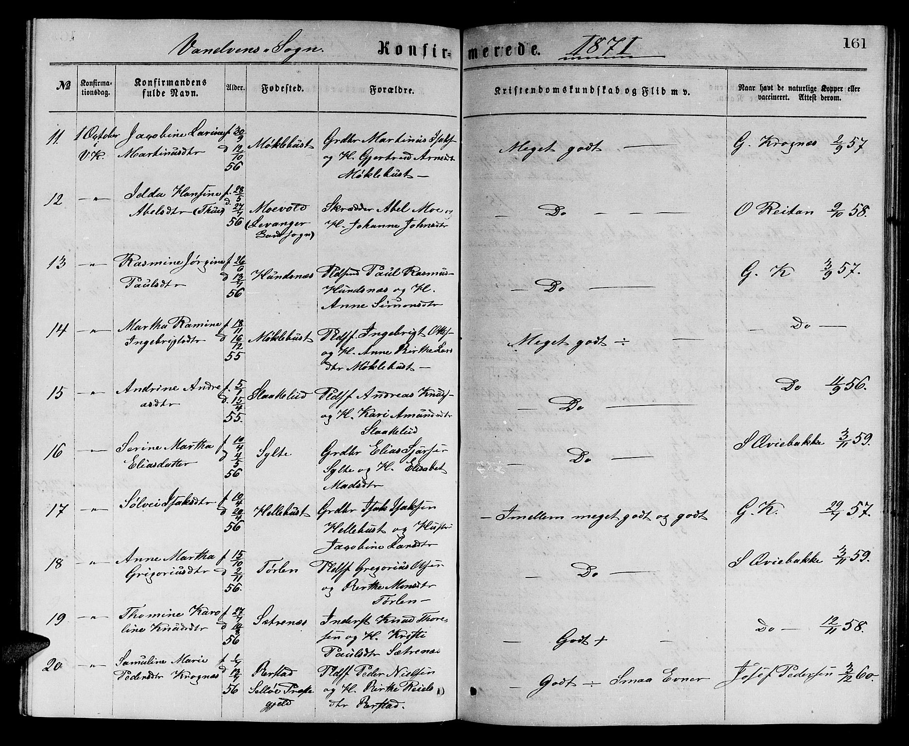 Ministerialprotokoller, klokkerbøker og fødselsregistre - Møre og Romsdal, SAT/A-1454/501/L0016: Parish register (copy) no. 501C02, 1868-1884, p. 161
