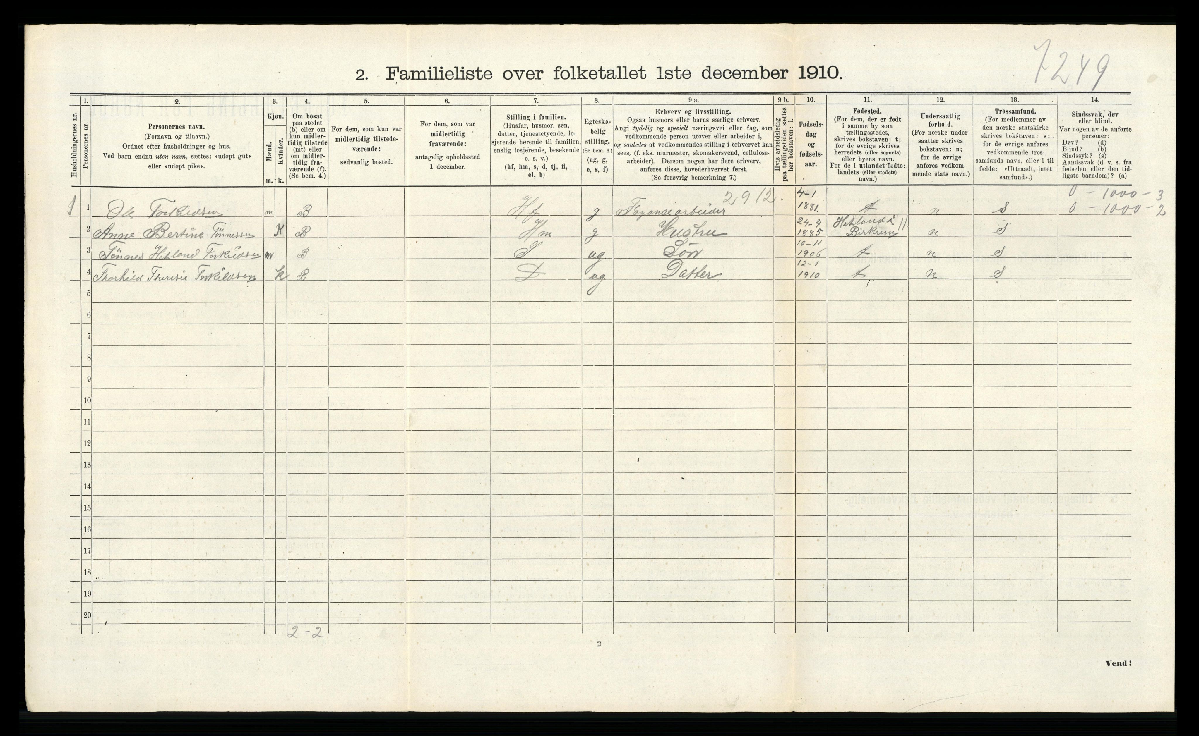 RA, 1910 census for Egersund, 1910, p. 1922