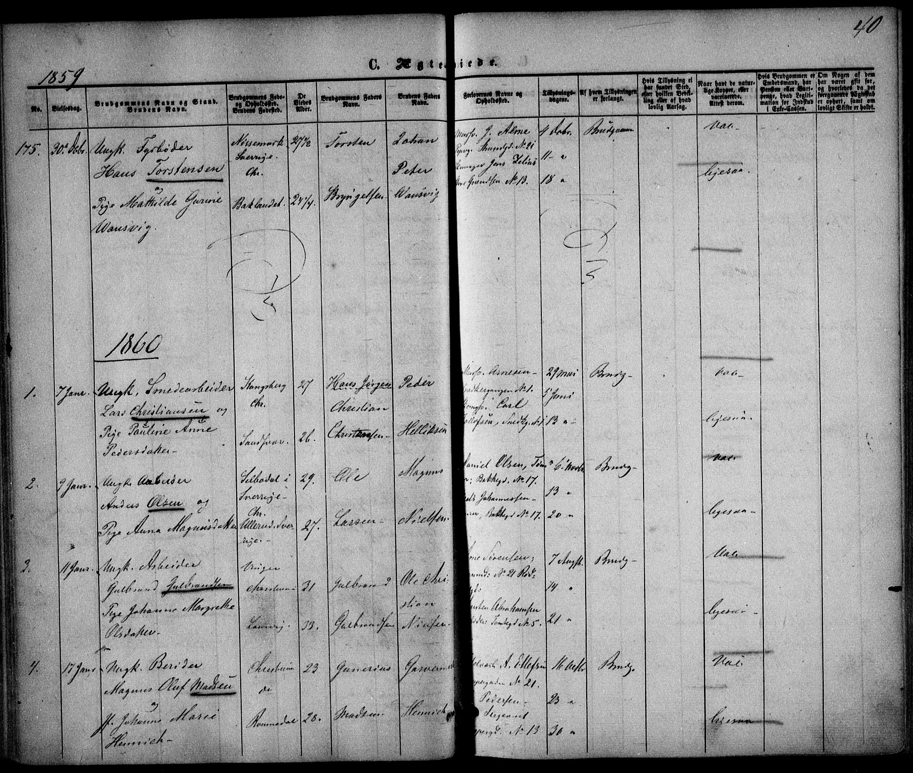 Trefoldighet prestekontor Kirkebøker, AV/SAO-A-10882/F/Fc/L0001: Parish register (official) no. III 1, 1858-1874, p. 40