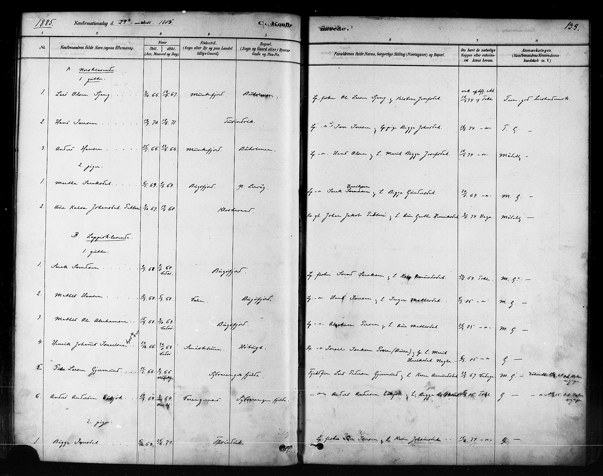 Sør-Varanger sokneprestkontor, SATØ/S-1331/H/Ha/L0003kirke: Parish register (official) no. 3, 1878-1891, p. 133