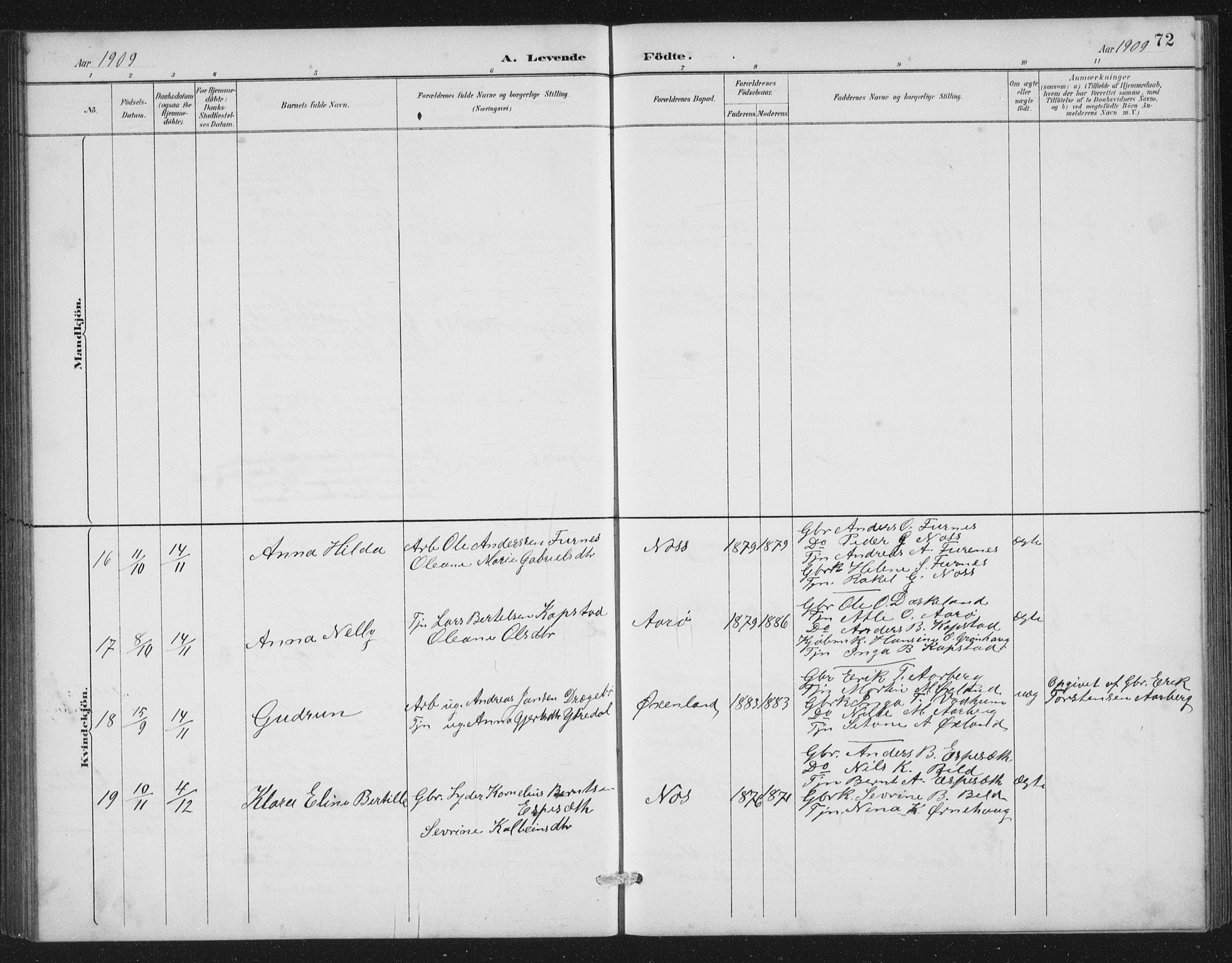 Gaular sokneprestembete, SAB/A-80001/H/Hab: Parish register (copy) no. A 4, 1889-1912, p. 72