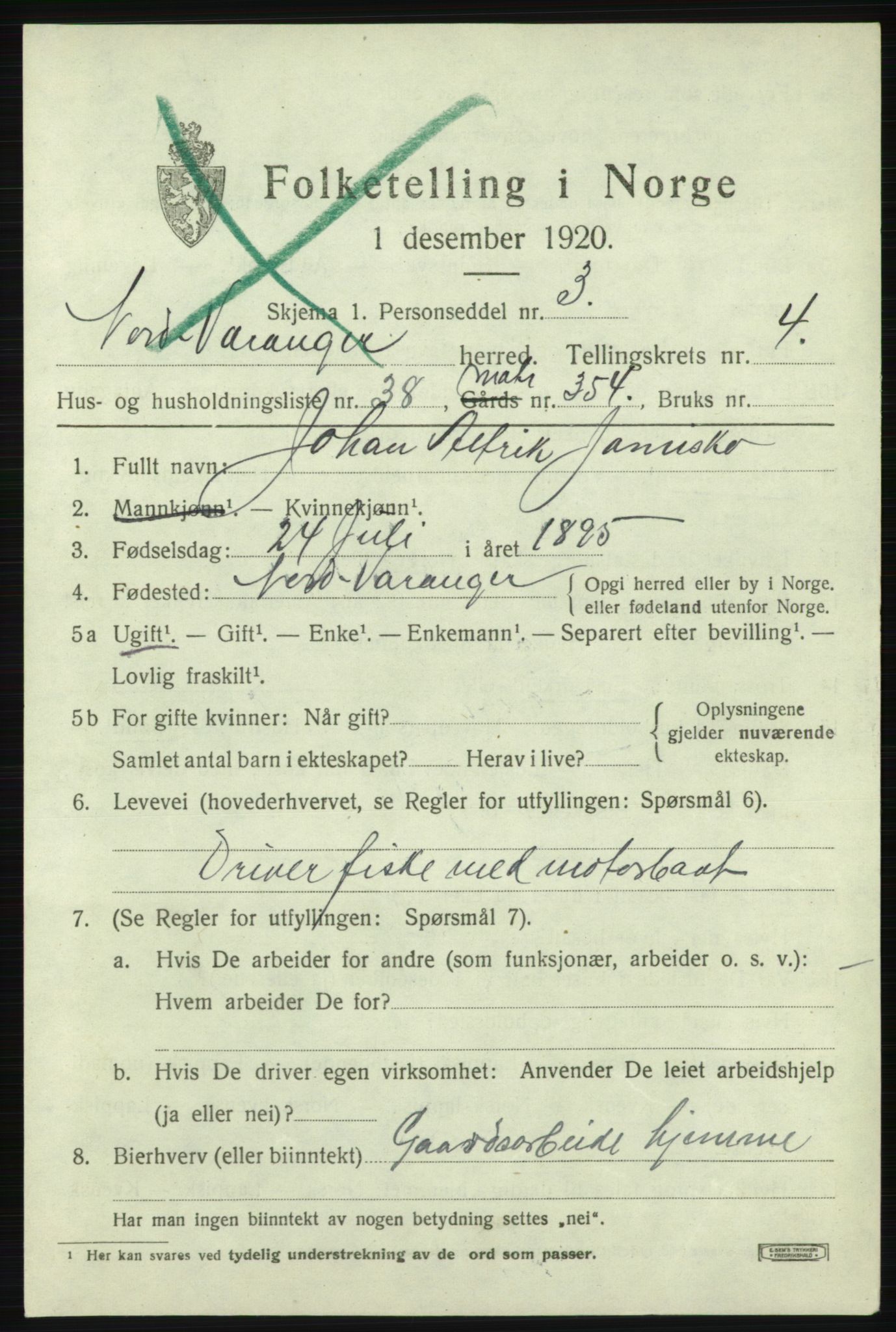 SATØ, 1920 census for Nord-Varanger, 1920, p. 2156