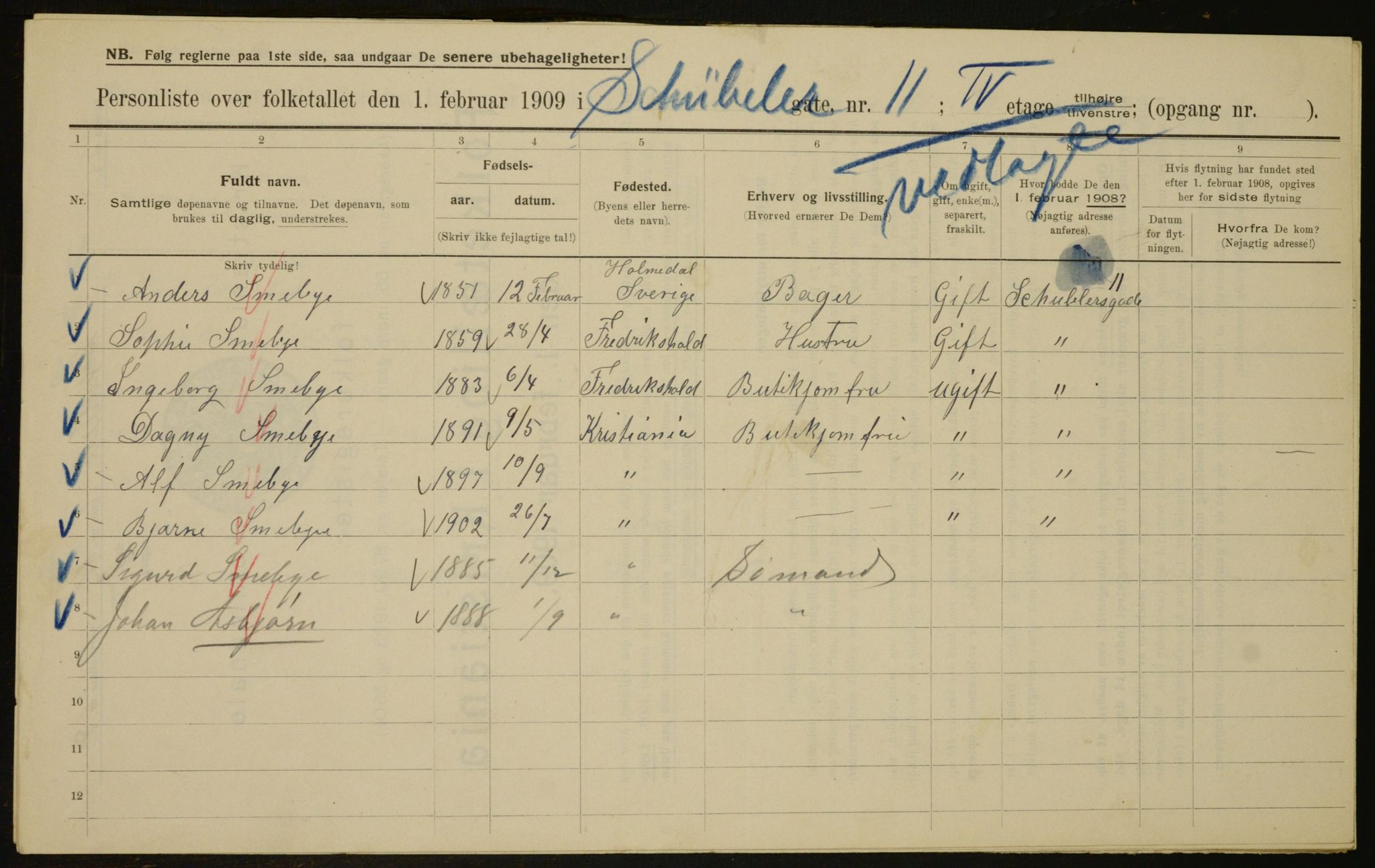 OBA, Municipal Census 1909 for Kristiania, 1909, p. 84361