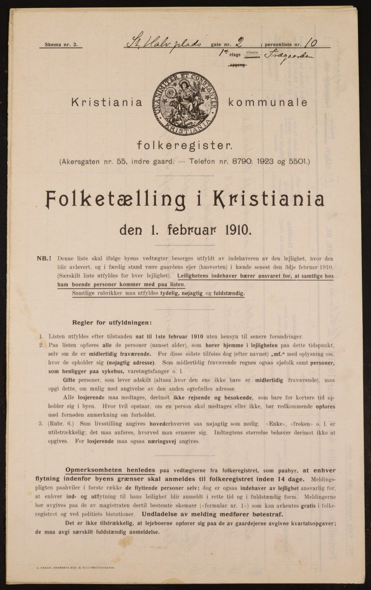 OBA, Municipal Census 1910 for Kristiania, 1910, p. 84061