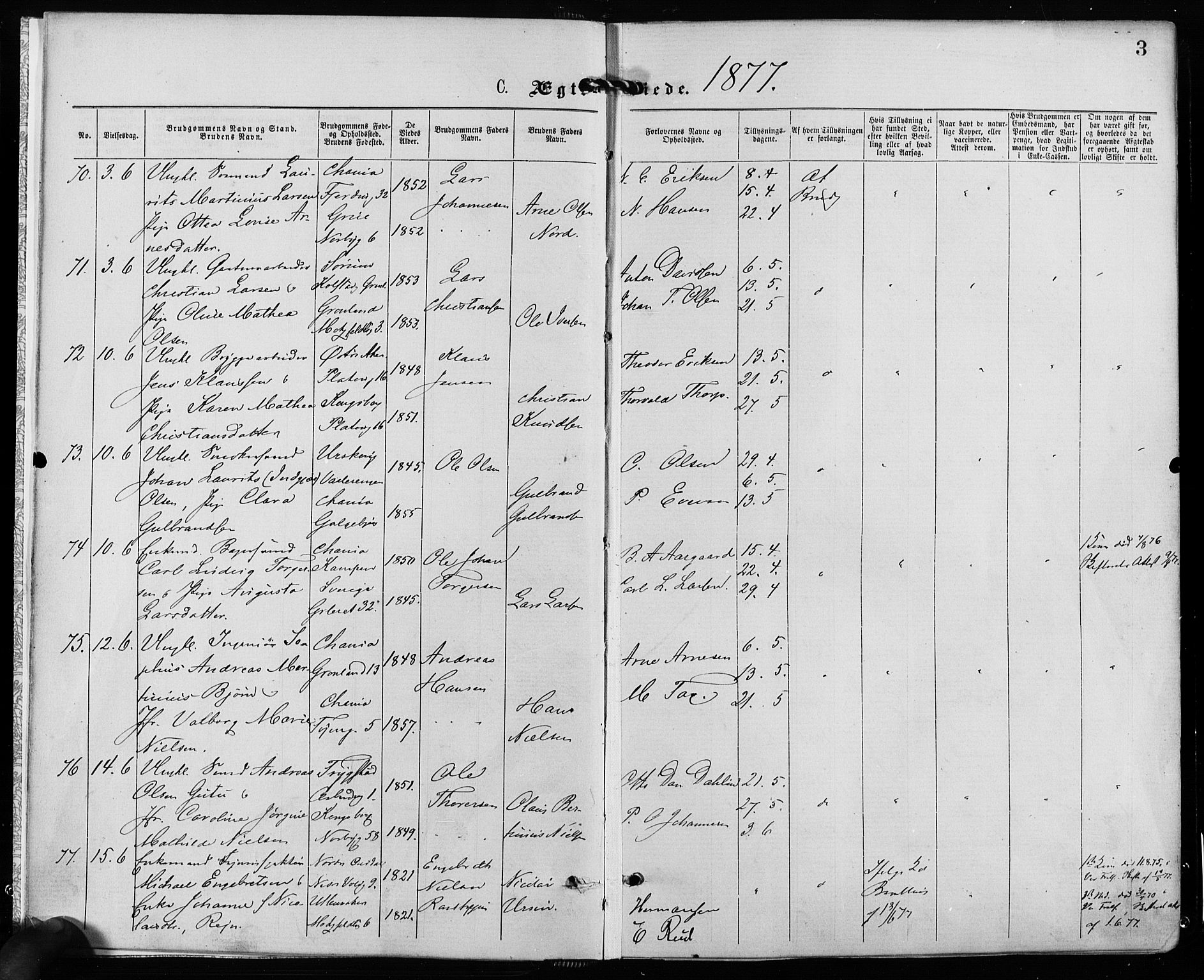 Grønland prestekontor Kirkebøker, AV/SAO-A-10848/F/Fa/L0006: Parish register (official) no. 6, 1877-1886, p. 3