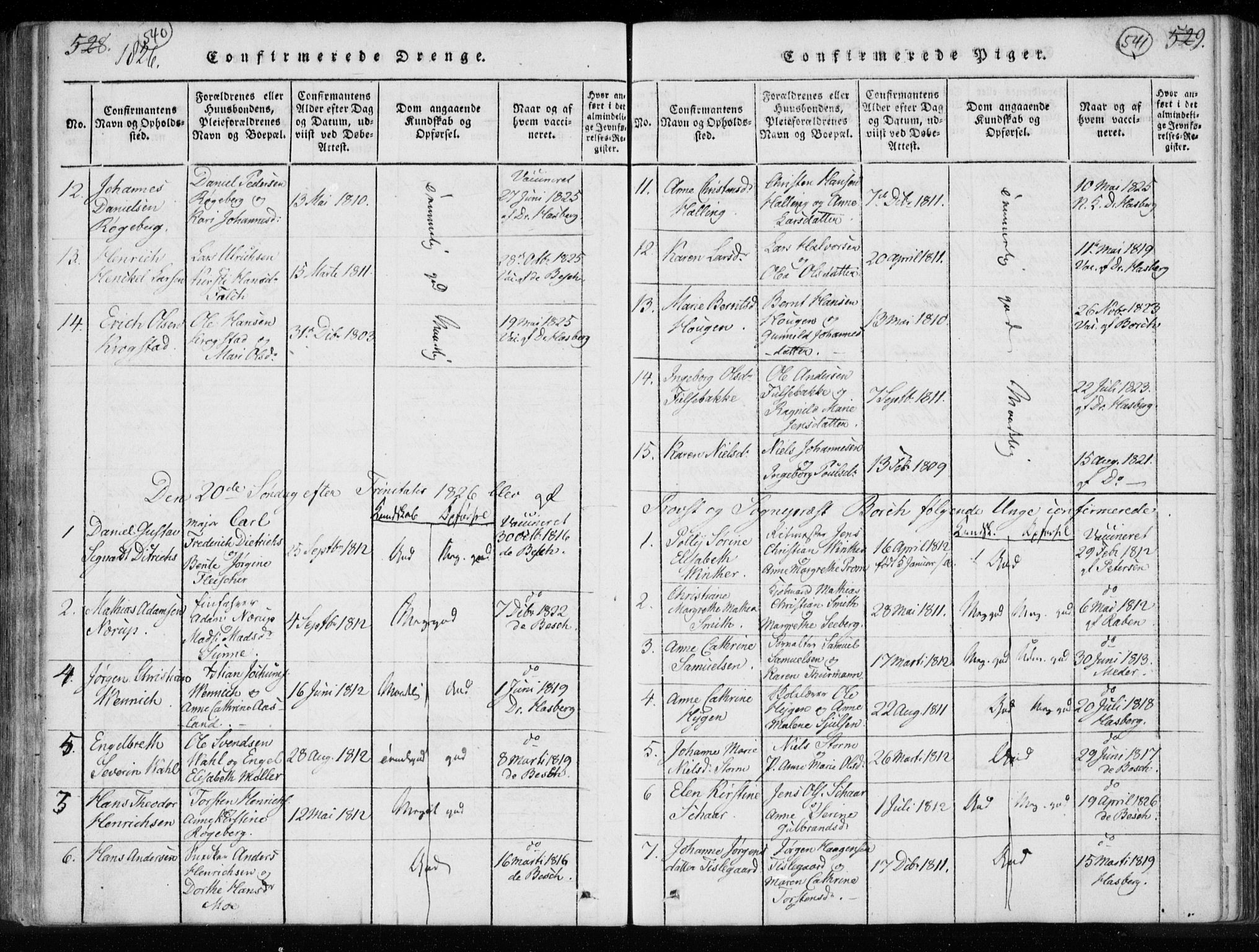 Kongsberg kirkebøker, AV/SAKO-A-22/F/Fa/L0008: Parish register (official) no. I 8, 1816-1839, p. 540-541