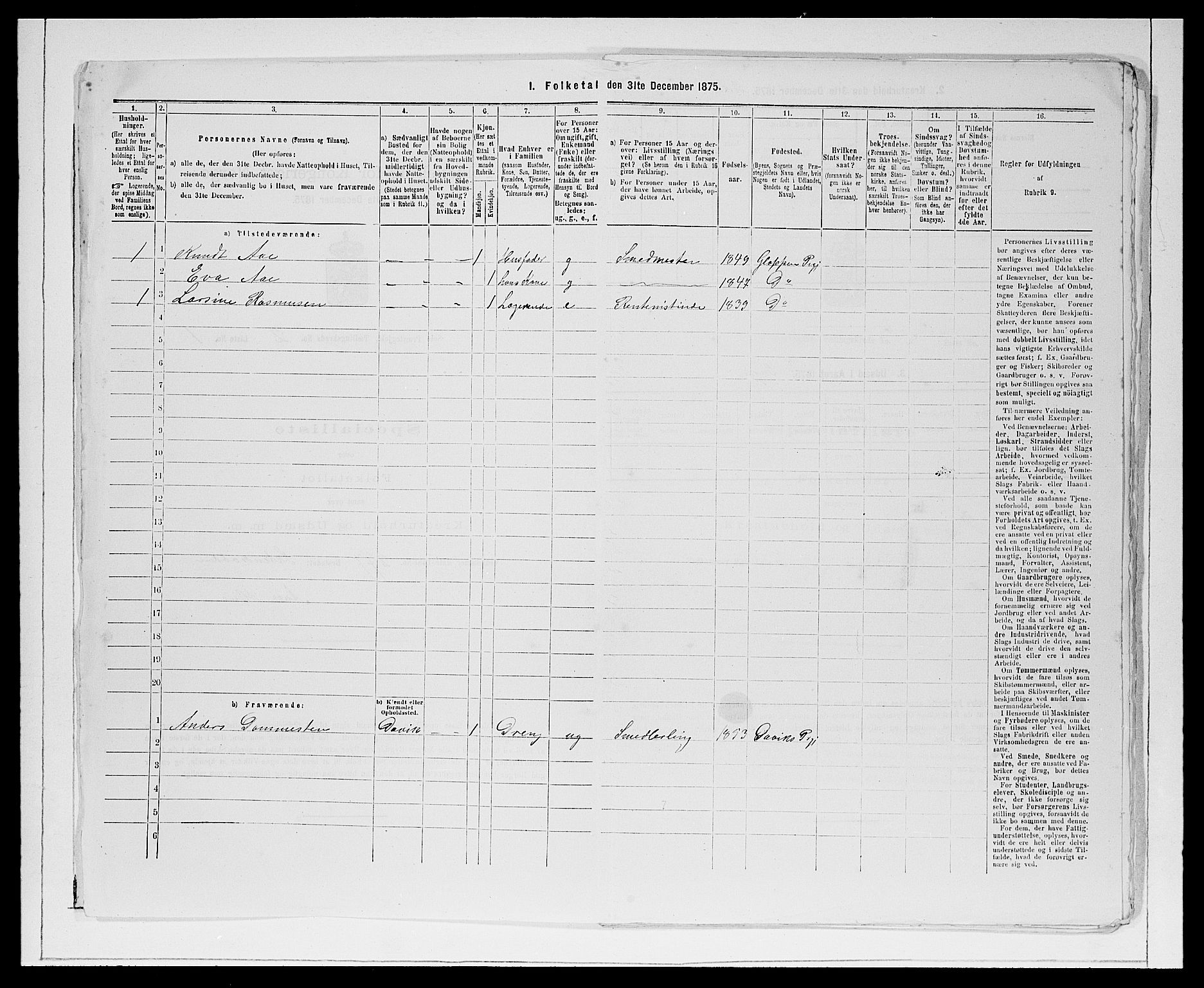 SAB, 1875 Census for 1441P Selje, 1875, p. 208