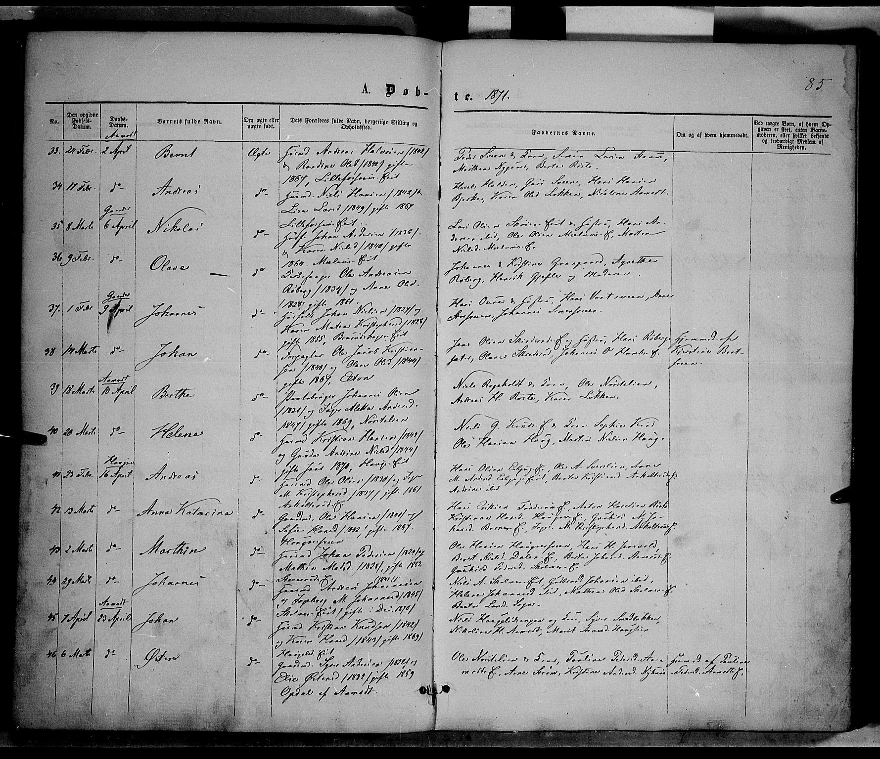 Nordre Land prestekontor, AV/SAH-PREST-124/H/Ha/Haa/L0001: Parish register (official) no. 1, 1860-1871, p. 85