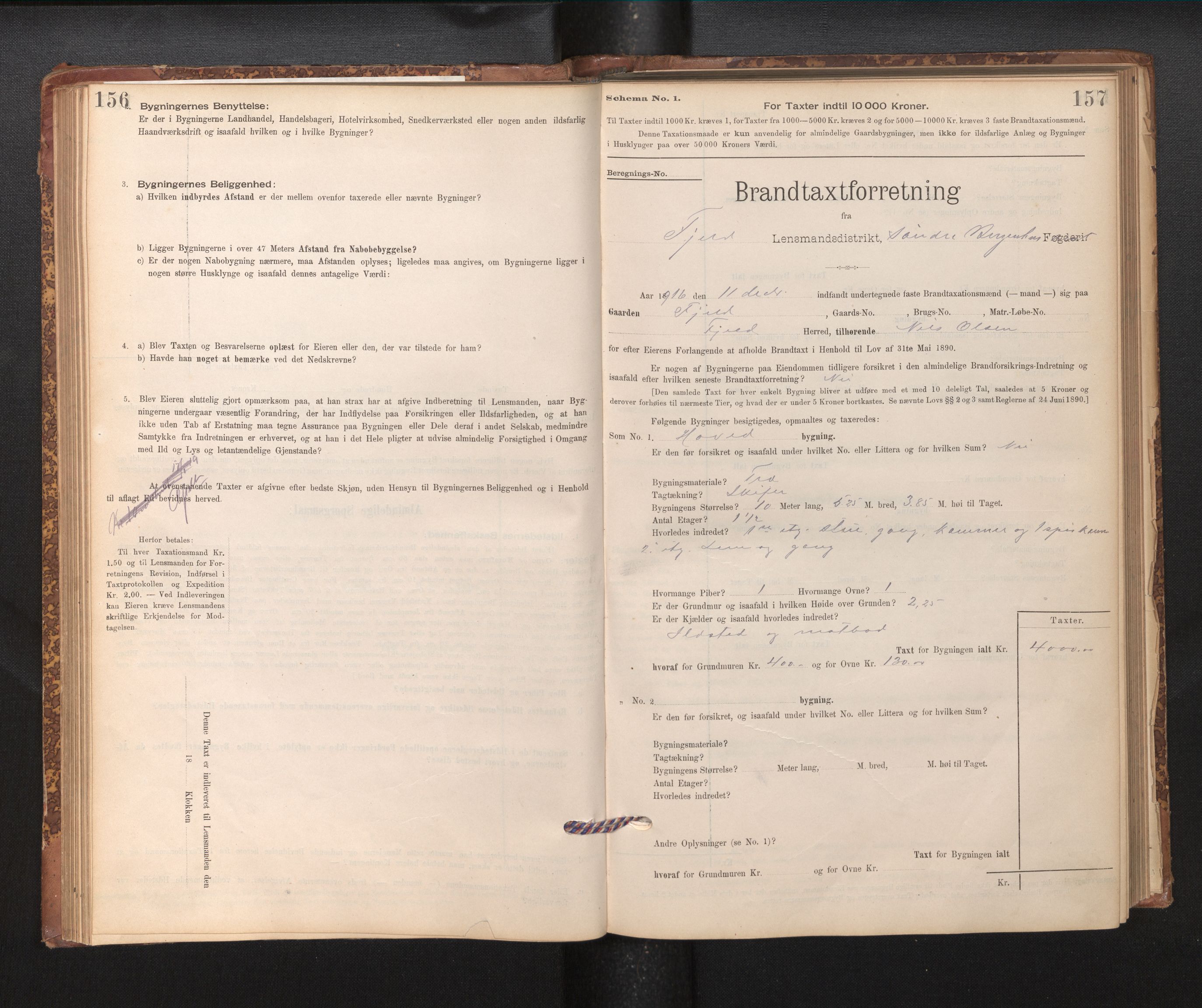 Lensmannen i Fjell, SAB/A-32301/0012/L0005: Branntakstprotokoll, skjematakst, 1895-1931, p. 156-157