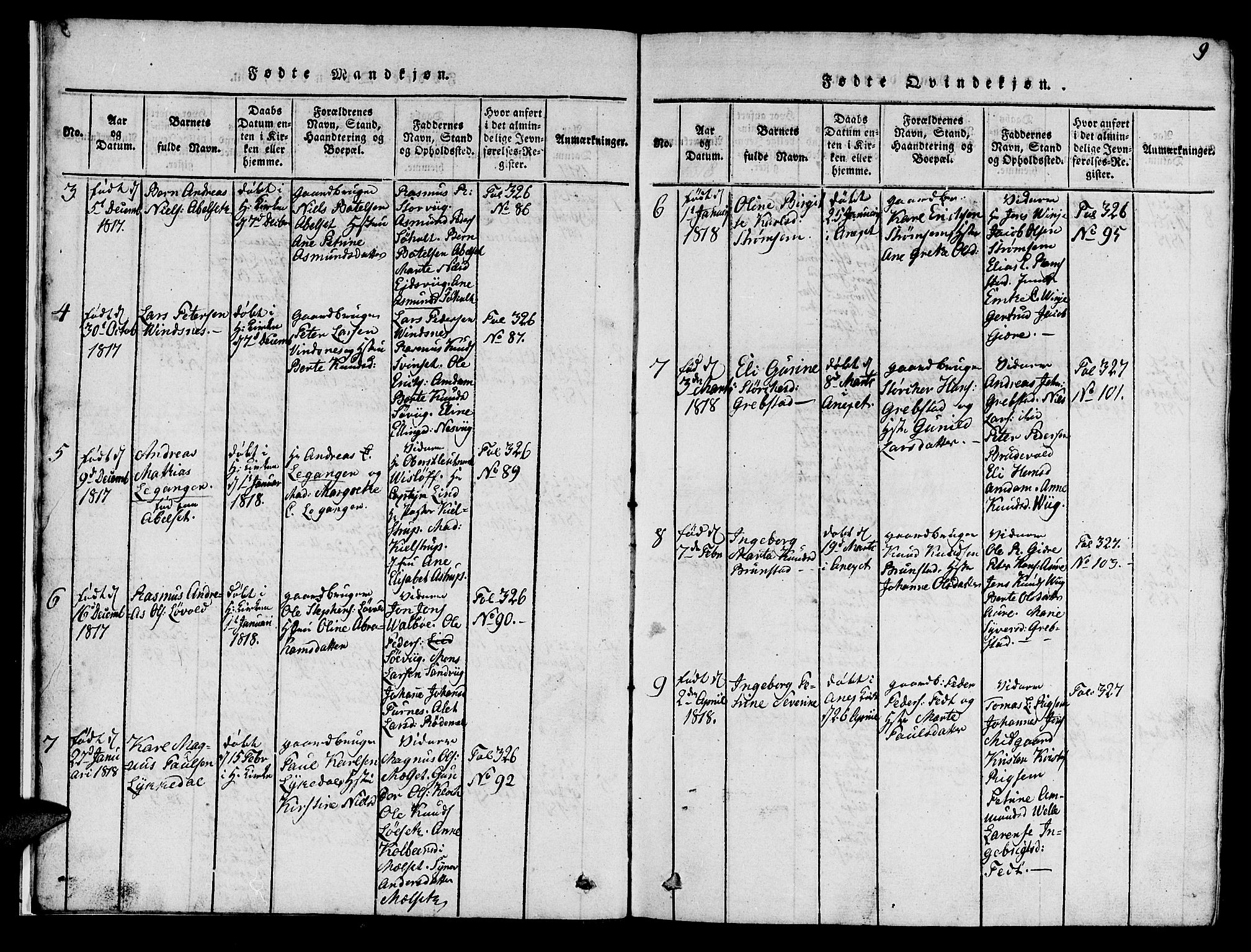 Ministerialprotokoller, klokkerbøker og fødselsregistre - Møre og Romsdal, SAT/A-1454/522/L0322: Parish register (copy) no. 522C01, 1816-1830, p. 9