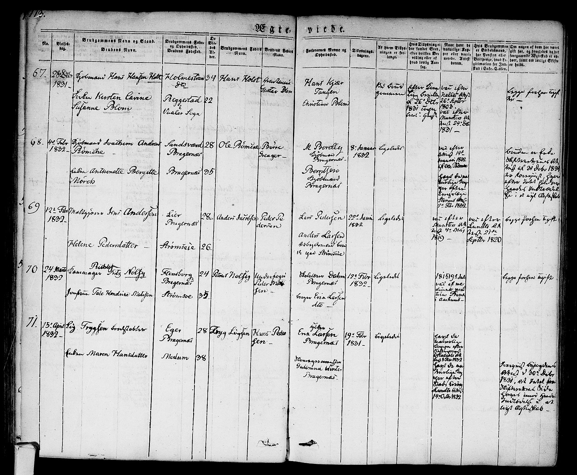 Bragernes kirkebøker, SAKO/A-6/F/Fc/L0001: Parish register (official) no. III 1, 1830-1853, p. 113