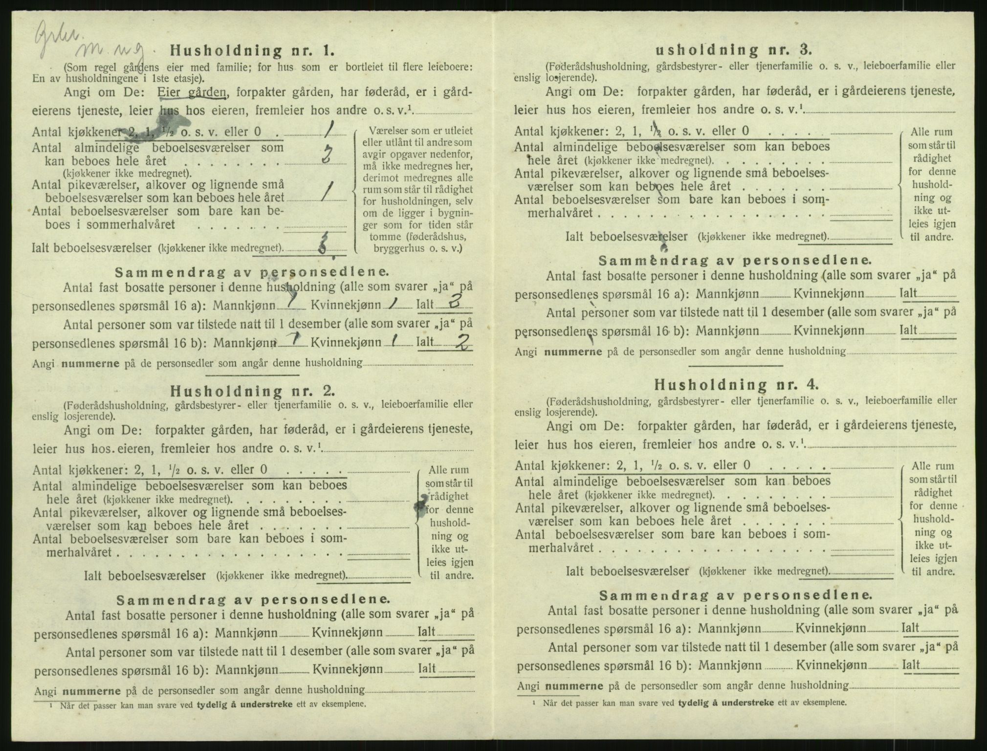 SAK, 1920 census for Åmli, 1920, p. 238