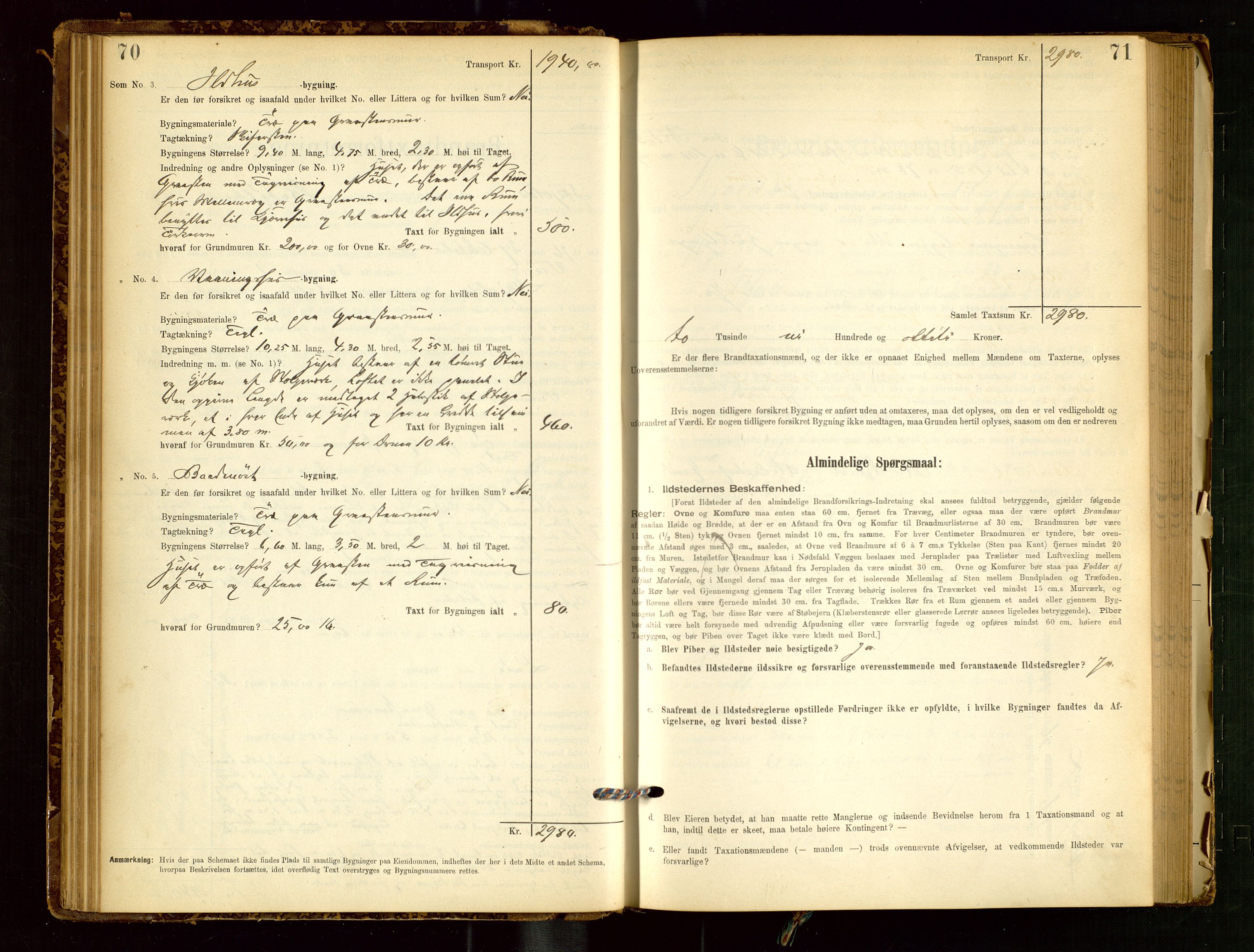 Skjold lensmannskontor, AV/SAST-A-100182/Gob/L0001: "Brandtaxationsprotokol for Skjold Lensmandsdistrikt Ryfylke Fogderi", 1894-1939, p. 70-71