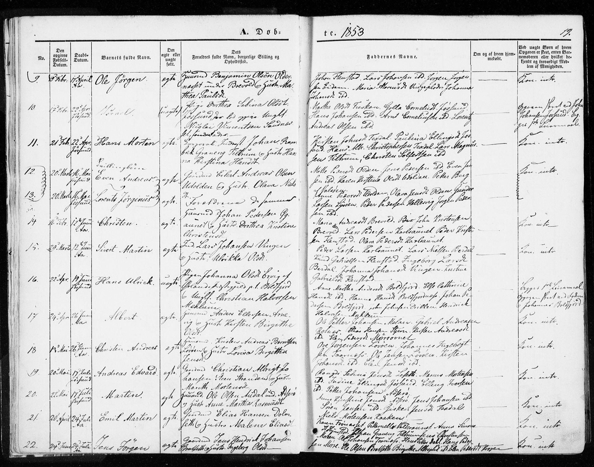 Ministerialprotokoller, klokkerbøker og fødselsregistre - Sør-Trøndelag, SAT/A-1456/655/L0677: Parish register (official) no. 655A06, 1847-1860, p. 19