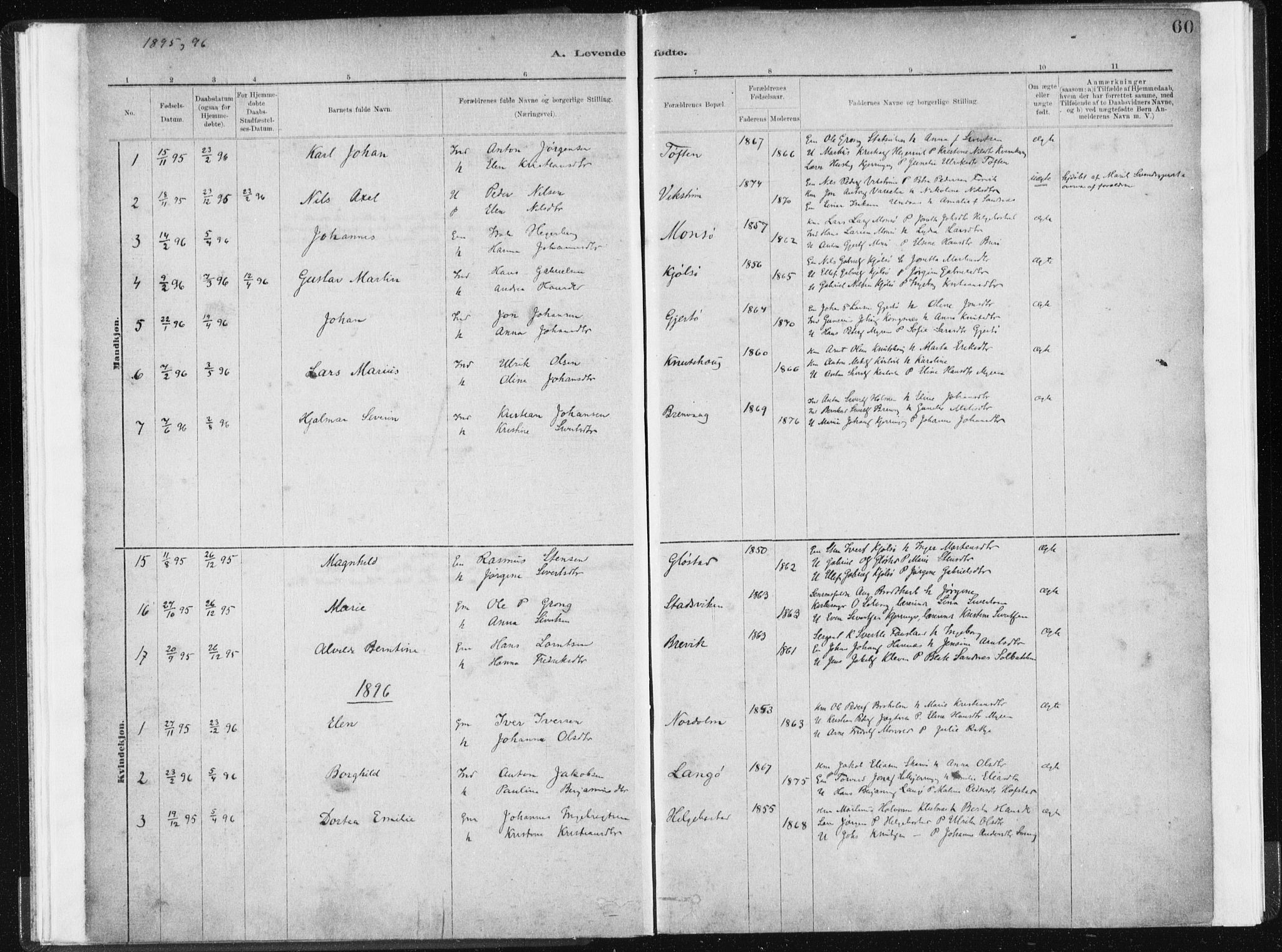 Ministerialprotokoller, klokkerbøker og fødselsregistre - Sør-Trøndelag, SAT/A-1456/634/L0533: Parish register (official) no. 634A09, 1882-1901, p. 60