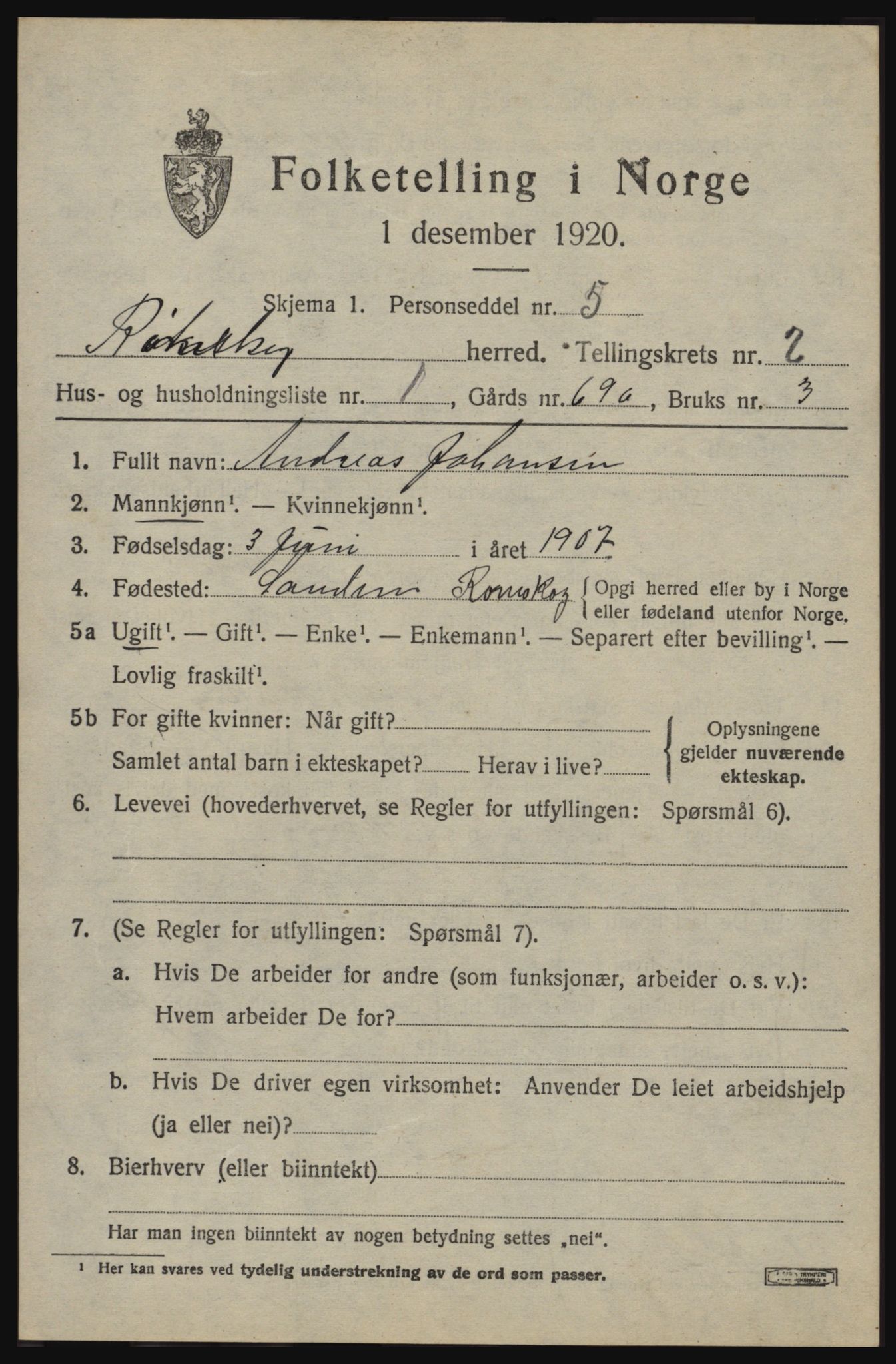 SAO, 1920 census for Rømskog, 1920, p. 514