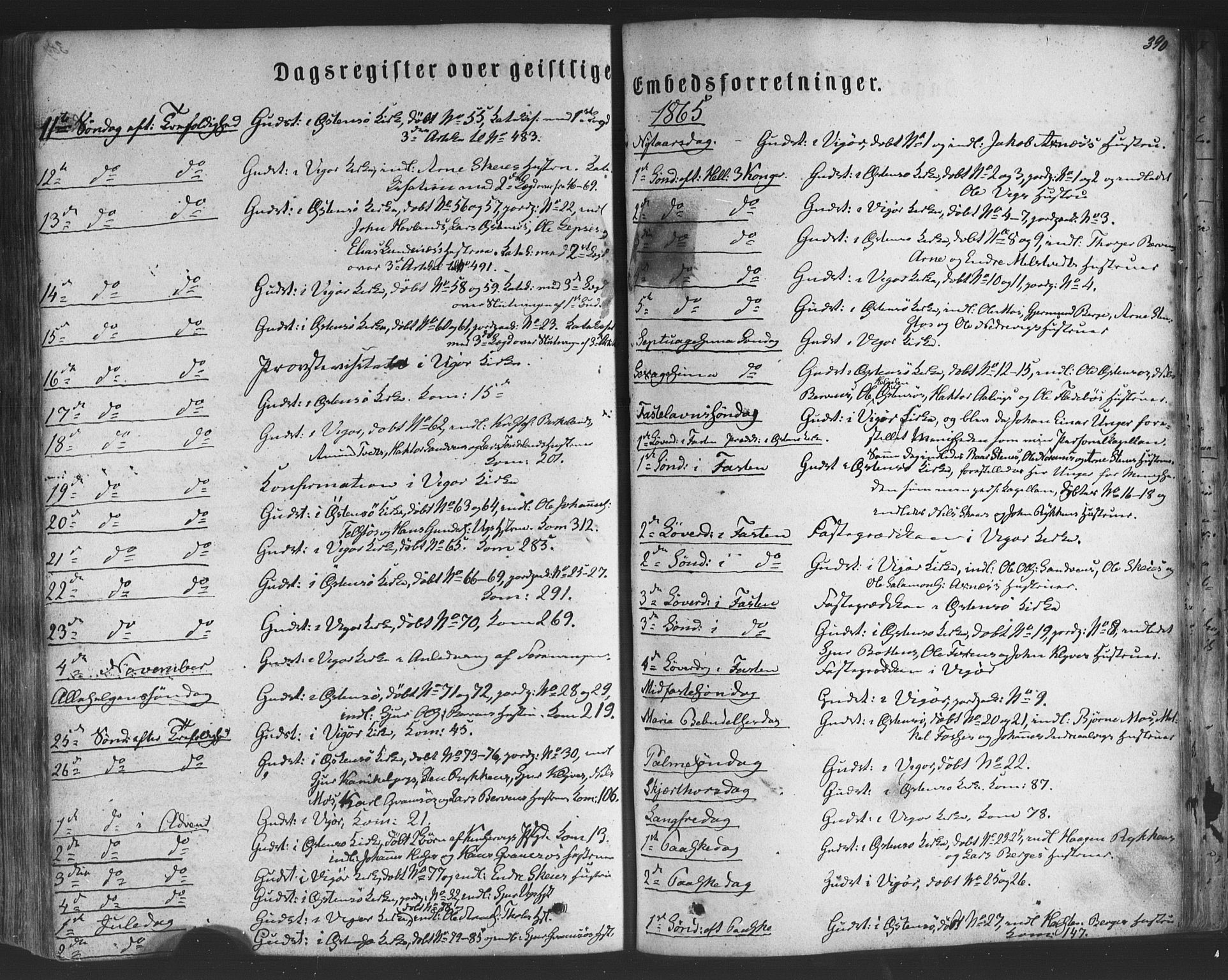 Kvam sokneprestembete, SAB/A-76201/H/Haa: Parish register (official) no. A 9, 1864-1879, p. 390