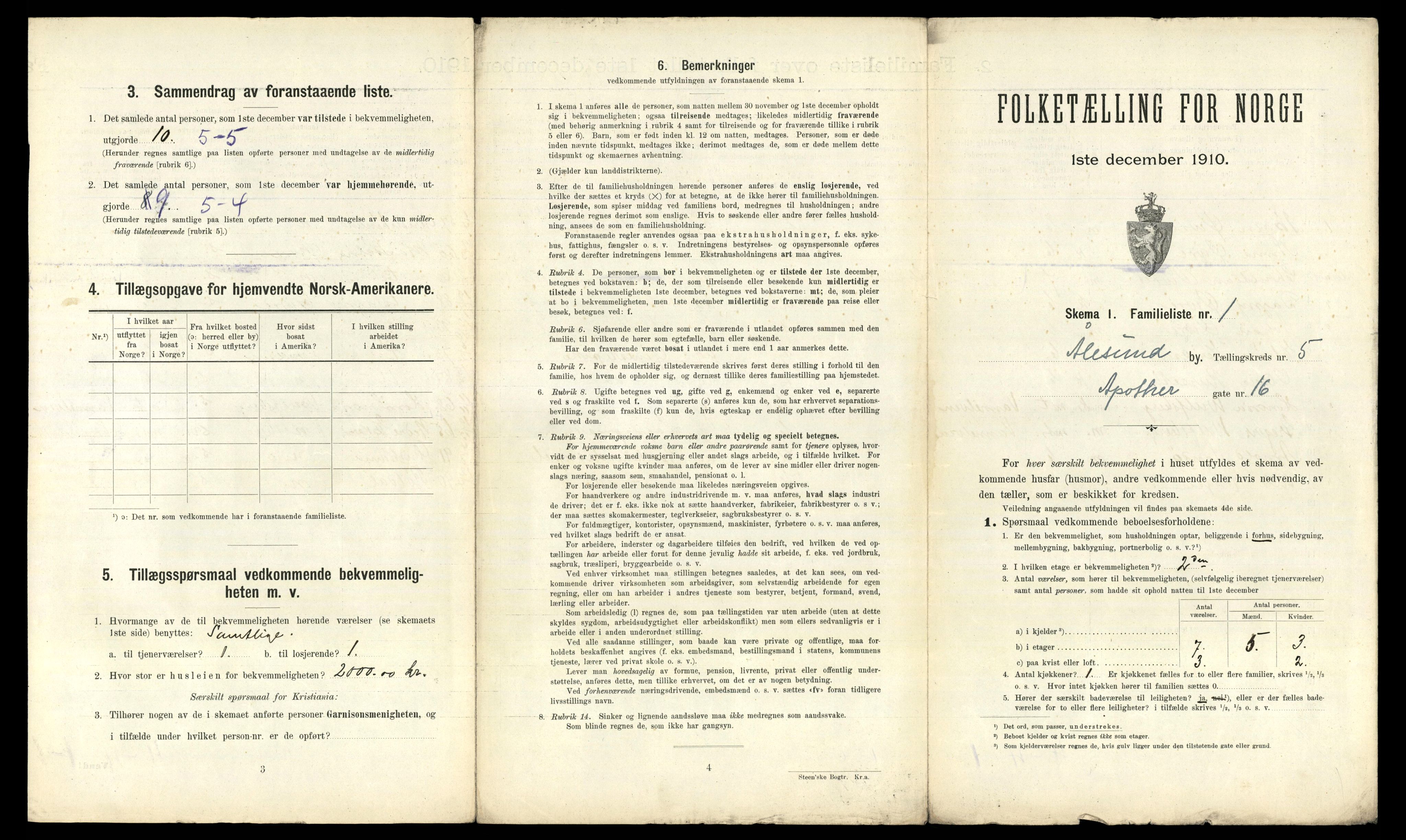 RA, 1910 census for Ålesund, 1910, p. 1889