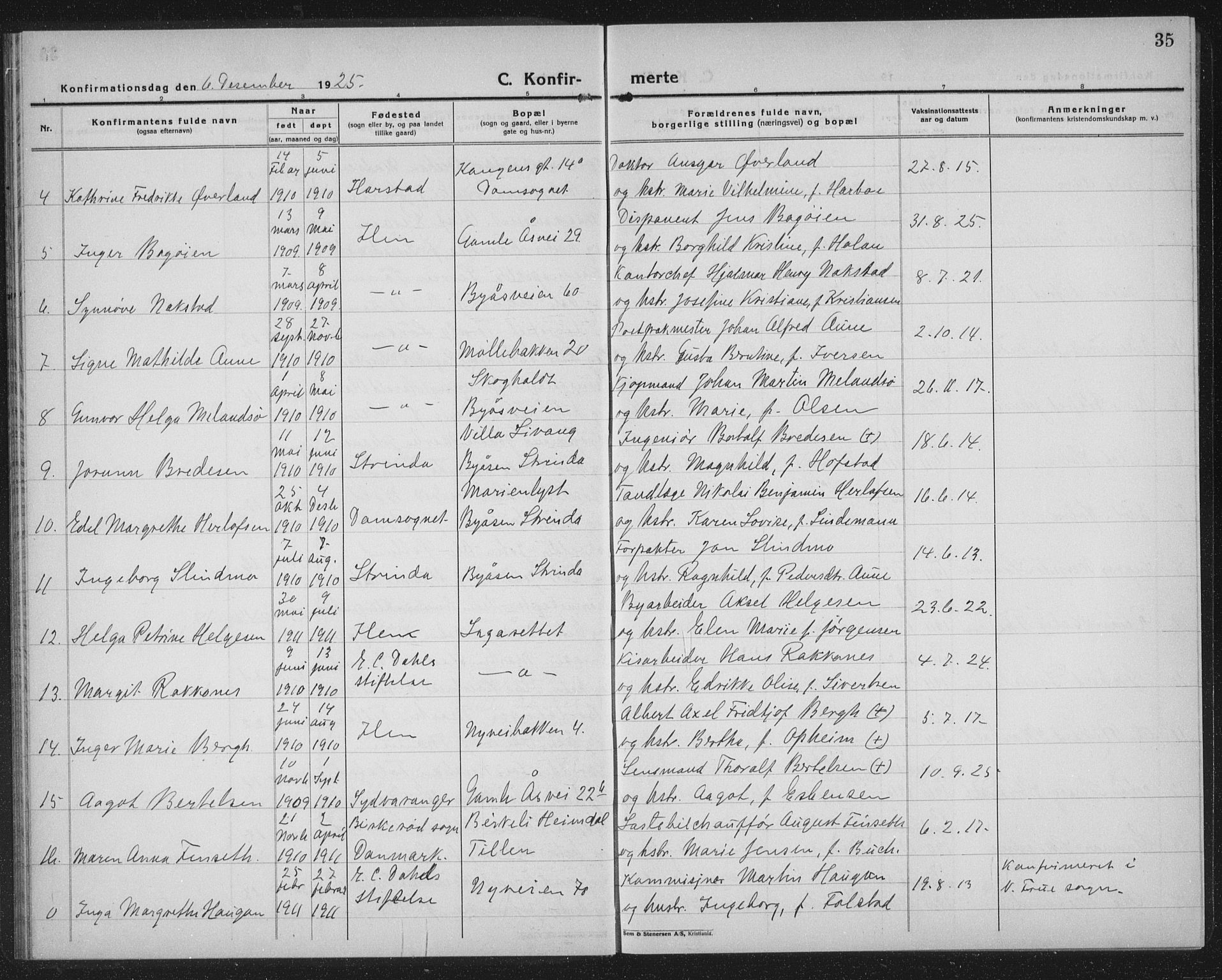 Ministerialprotokoller, klokkerbøker og fødselsregistre - Sør-Trøndelag, SAT/A-1456/603/L0175: Parish register (copy) no. 603C03, 1923-1941, p. 35