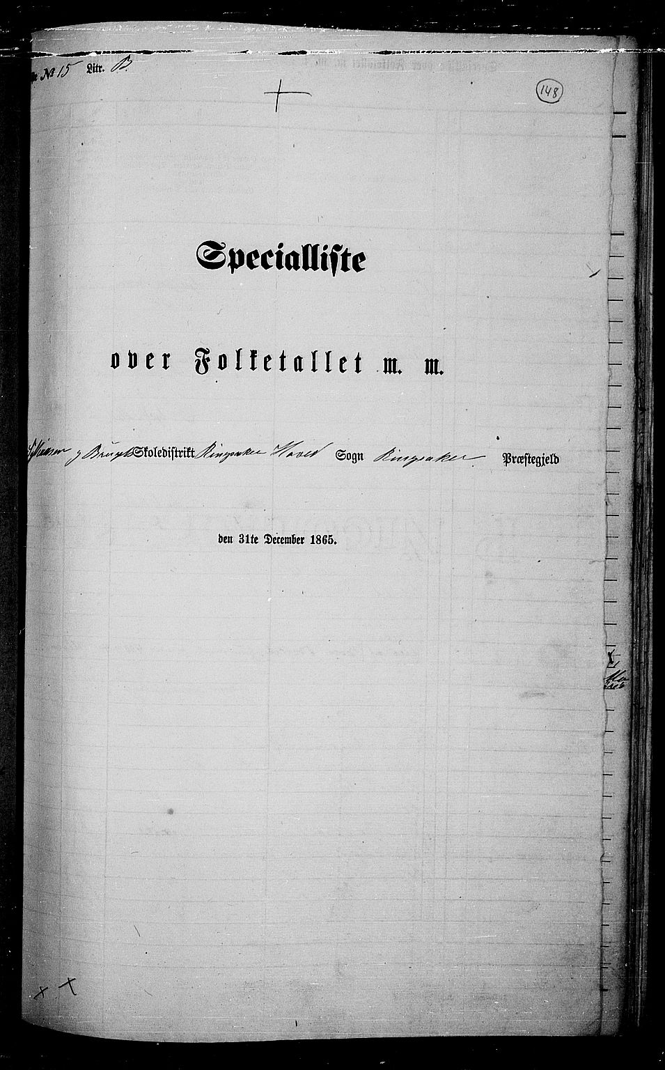 RA, 1865 census for Ringsaker, 1865, p. 391