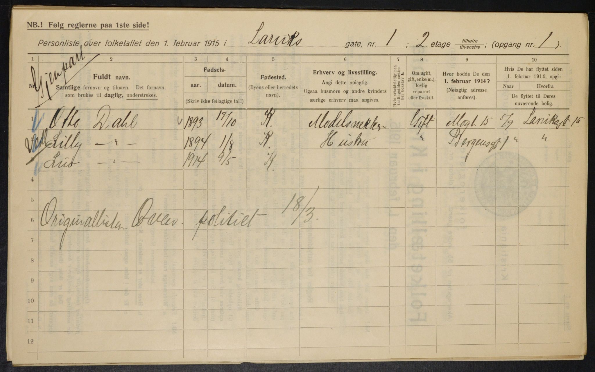 OBA, Municipal Census 1915 for Kristiania, 1915, p. 56587