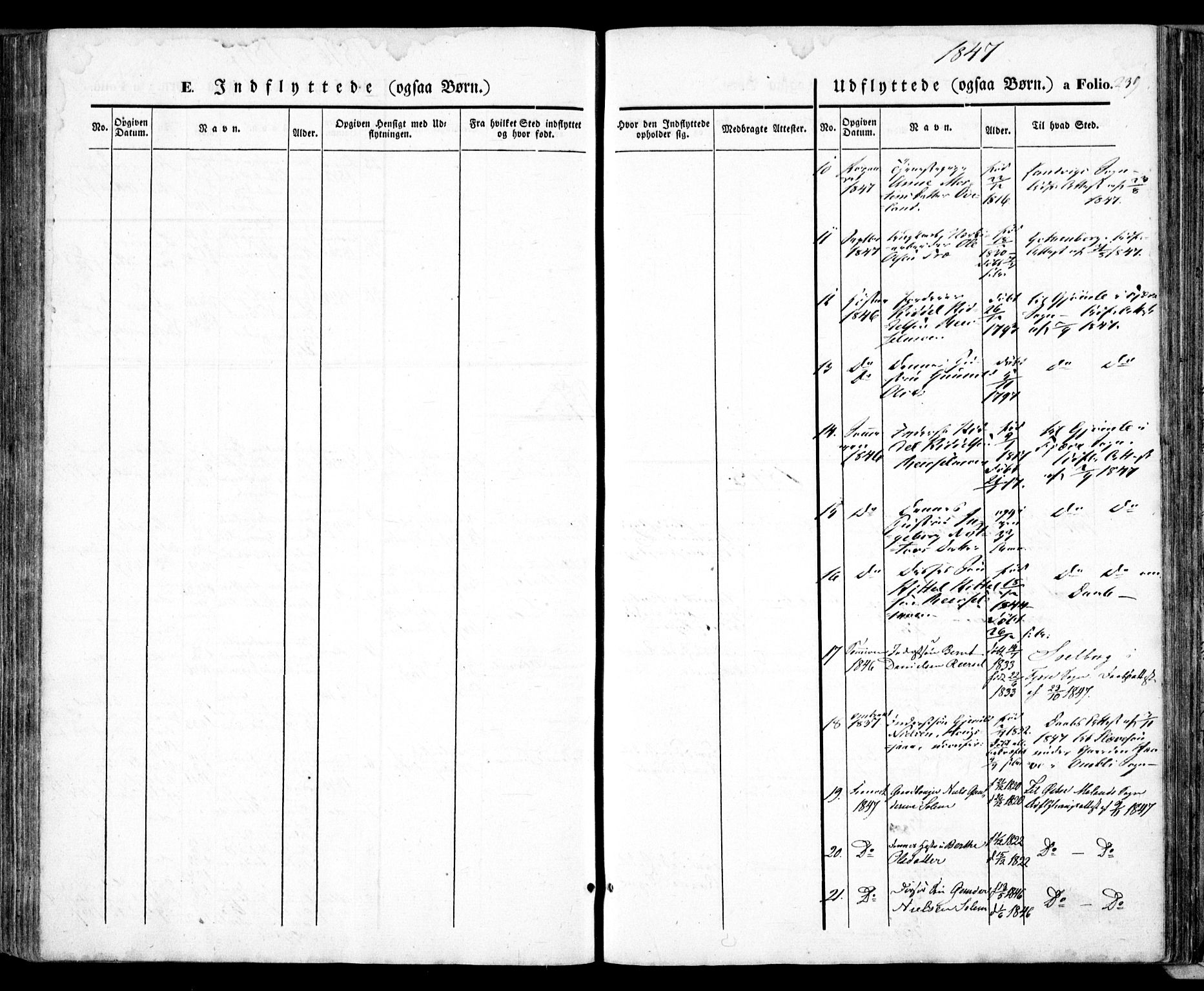 Froland sokneprestkontor, AV/SAK-1111-0013/F/Fa/L0002: Parish register (official) no. A 2, 1845-1863, p. 239